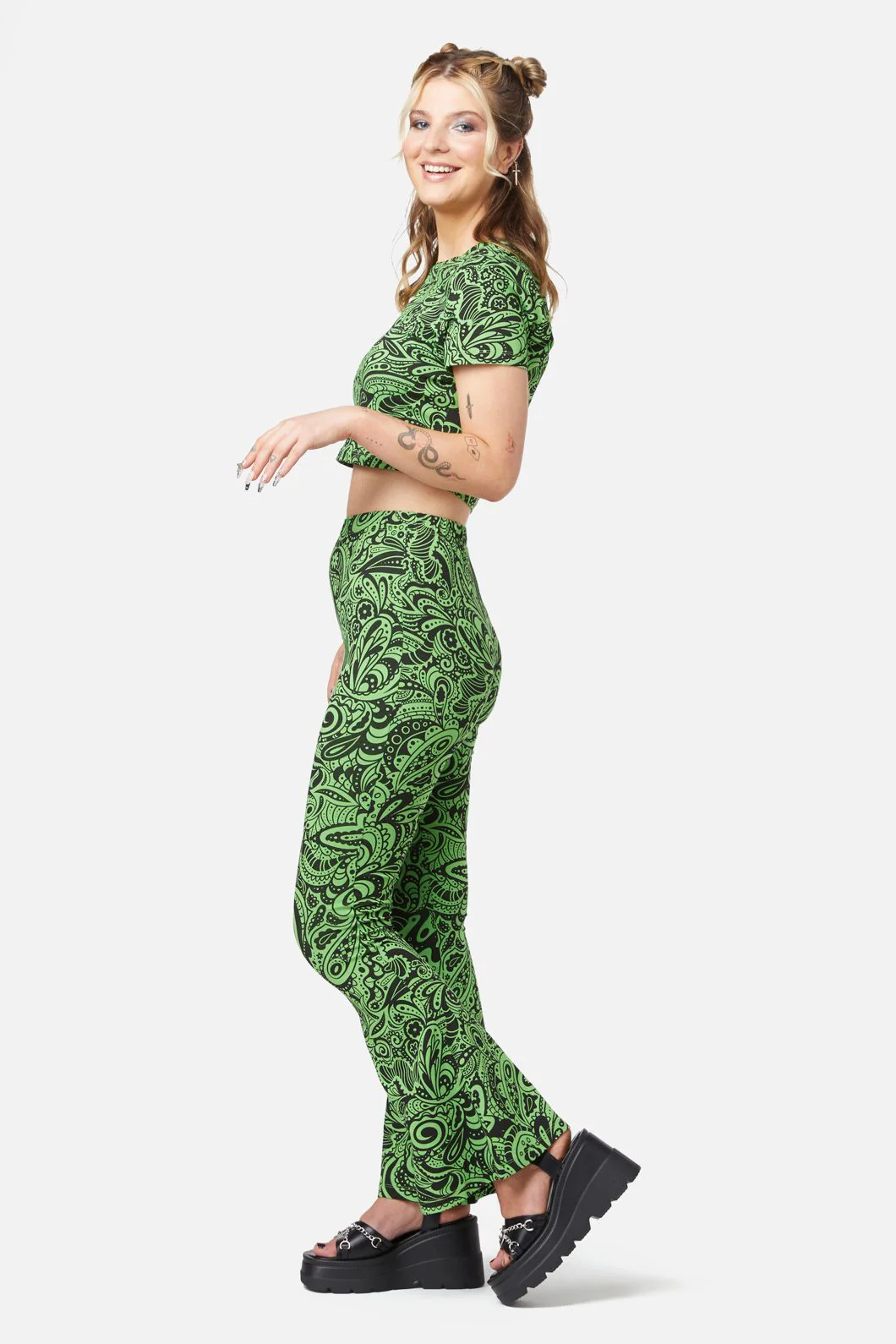 Acid Paisley Jersey Flares - Image 2