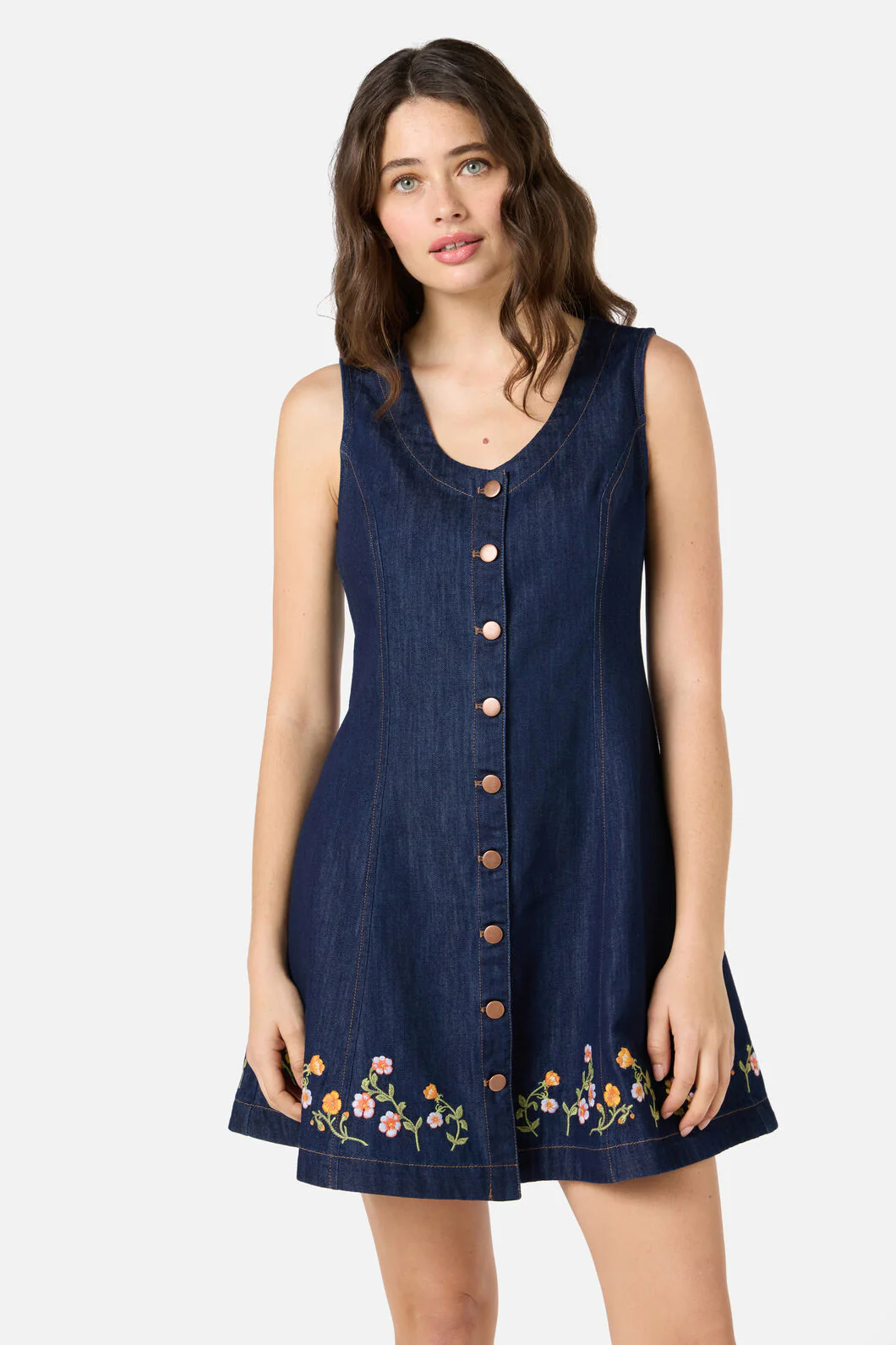 Alyssa Embroidered Denim Dress - Image 2
