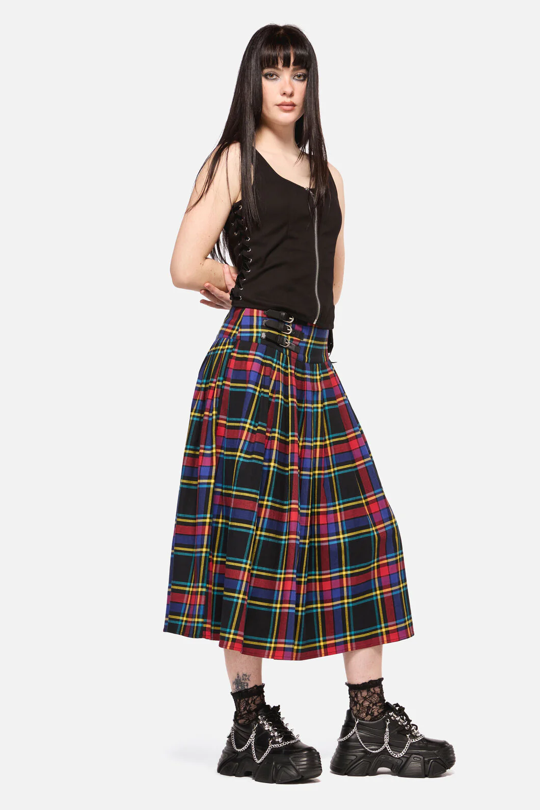 Anarchic Tartan Midi Skirt - Image 2