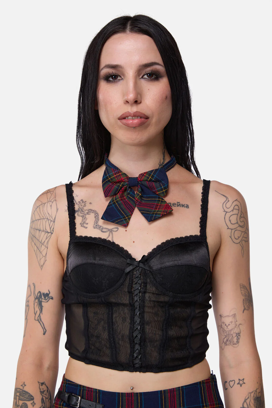 Antler Goth Tartan Bow Tie