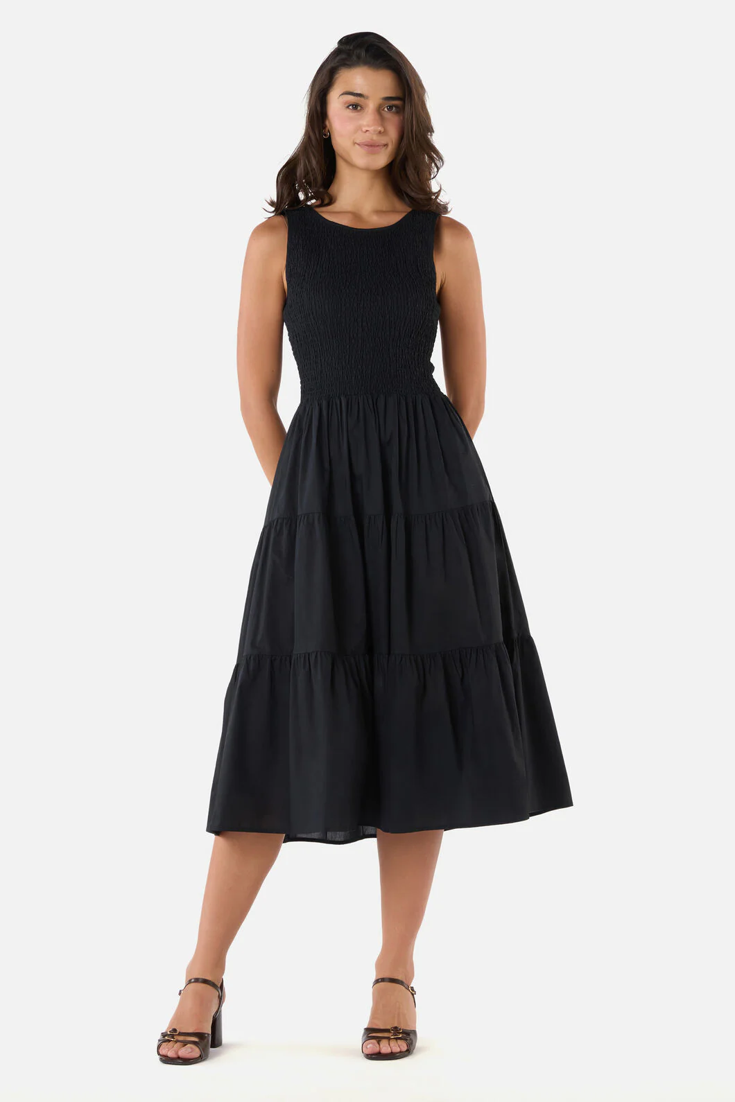 Avril Shirred Midi Dress