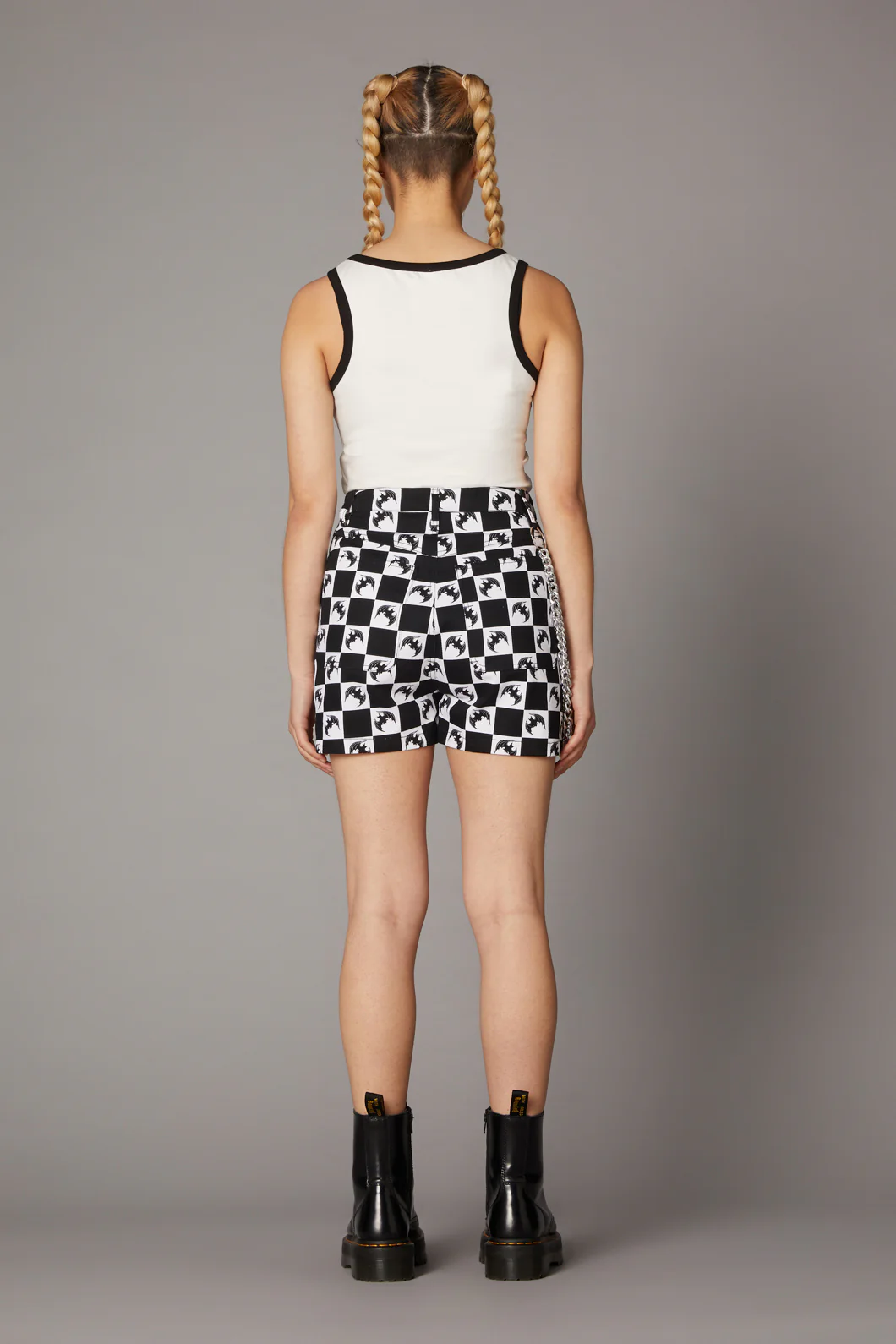 Bat Check Print Goth Short - Image 6