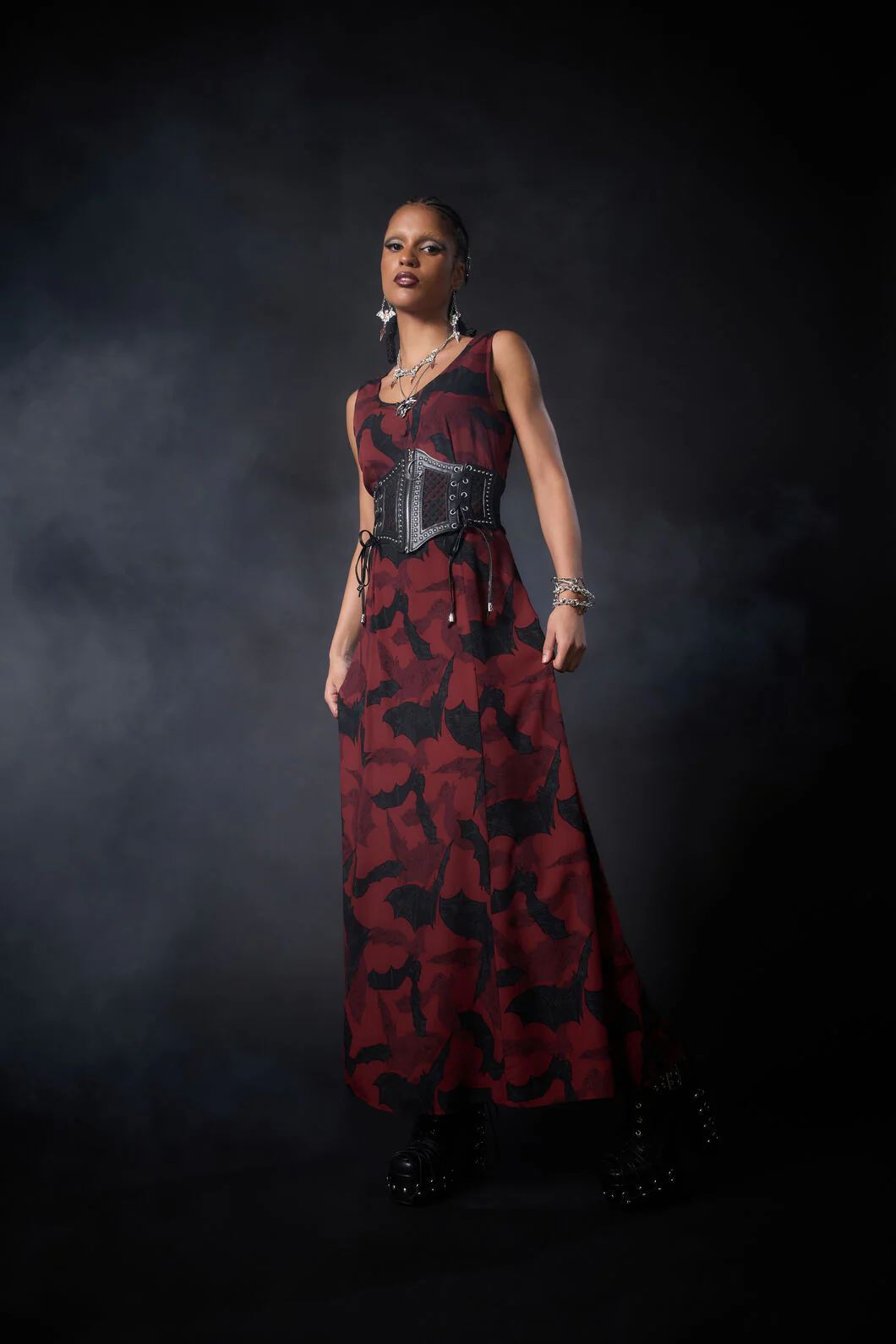 Batz Sleeveless Goth Midi Dress - Image 2