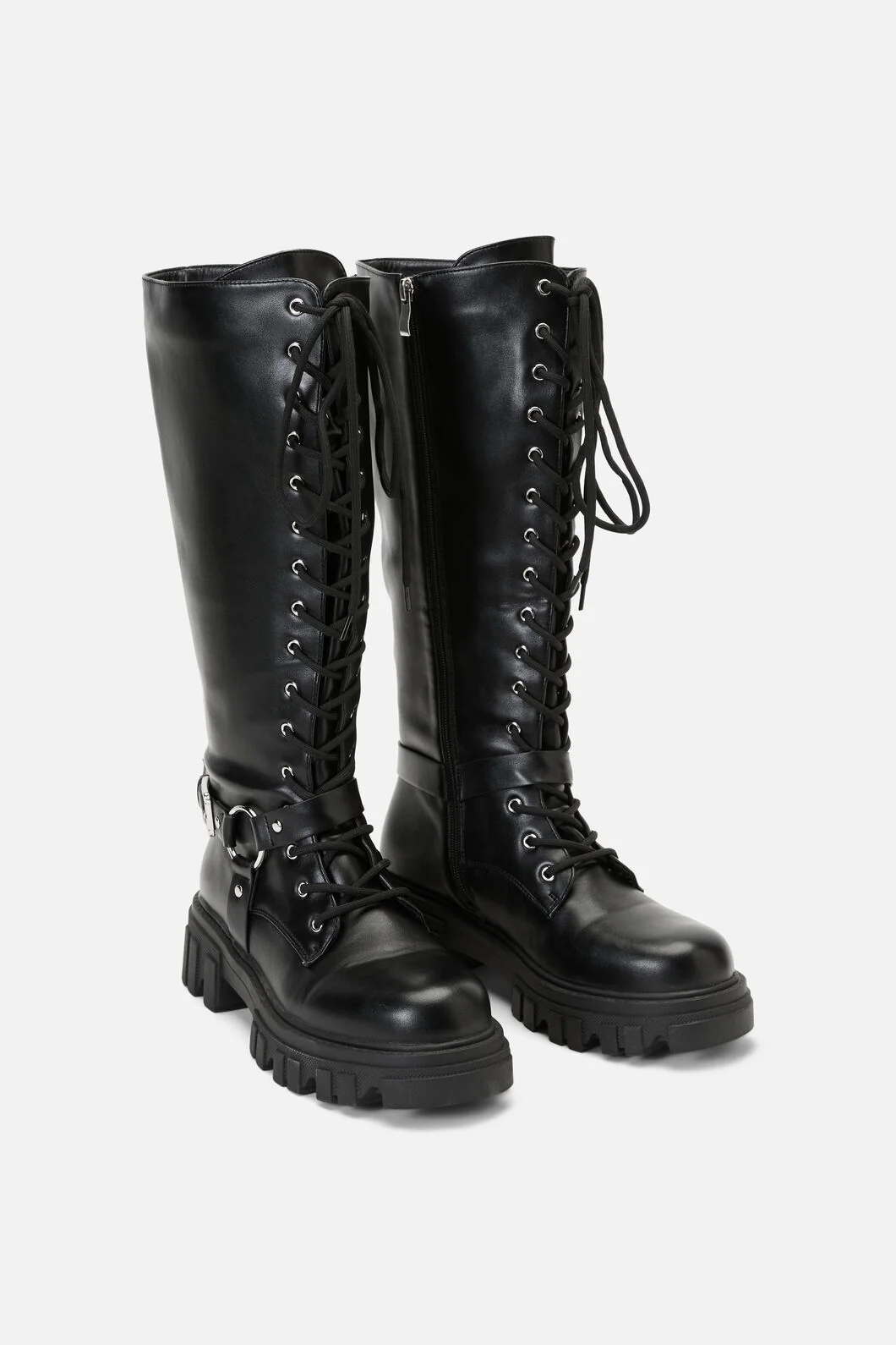 Biker Detail Knee High Boot