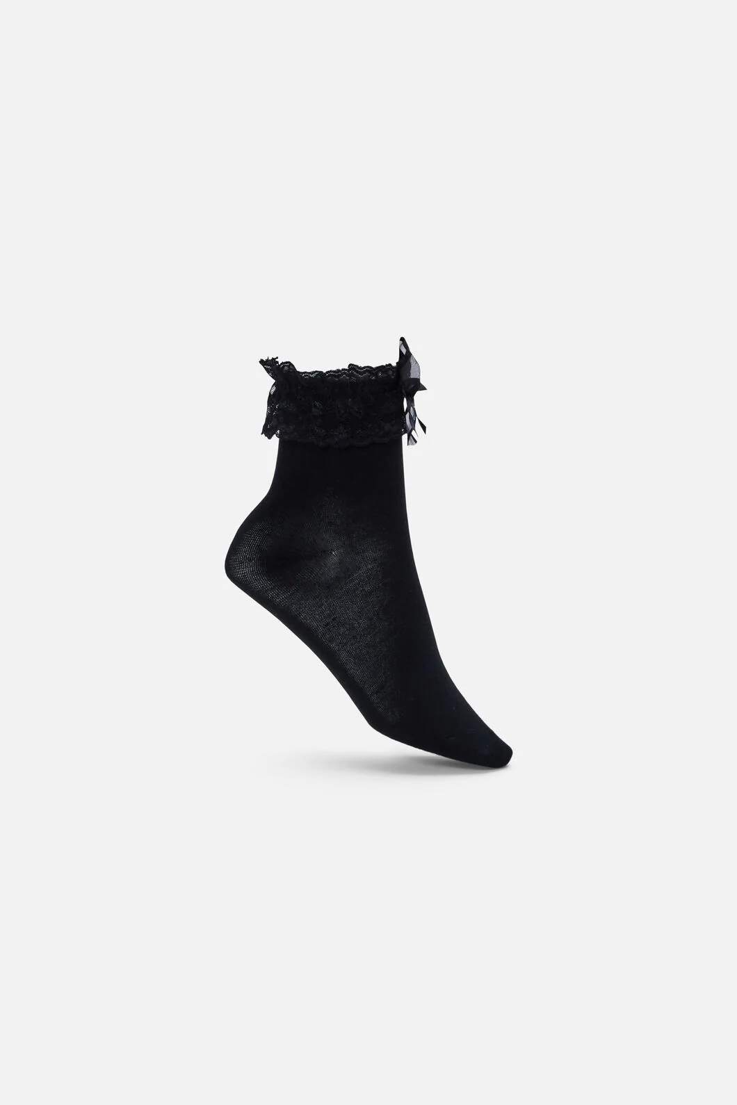 Black Classic Lace Top Socks