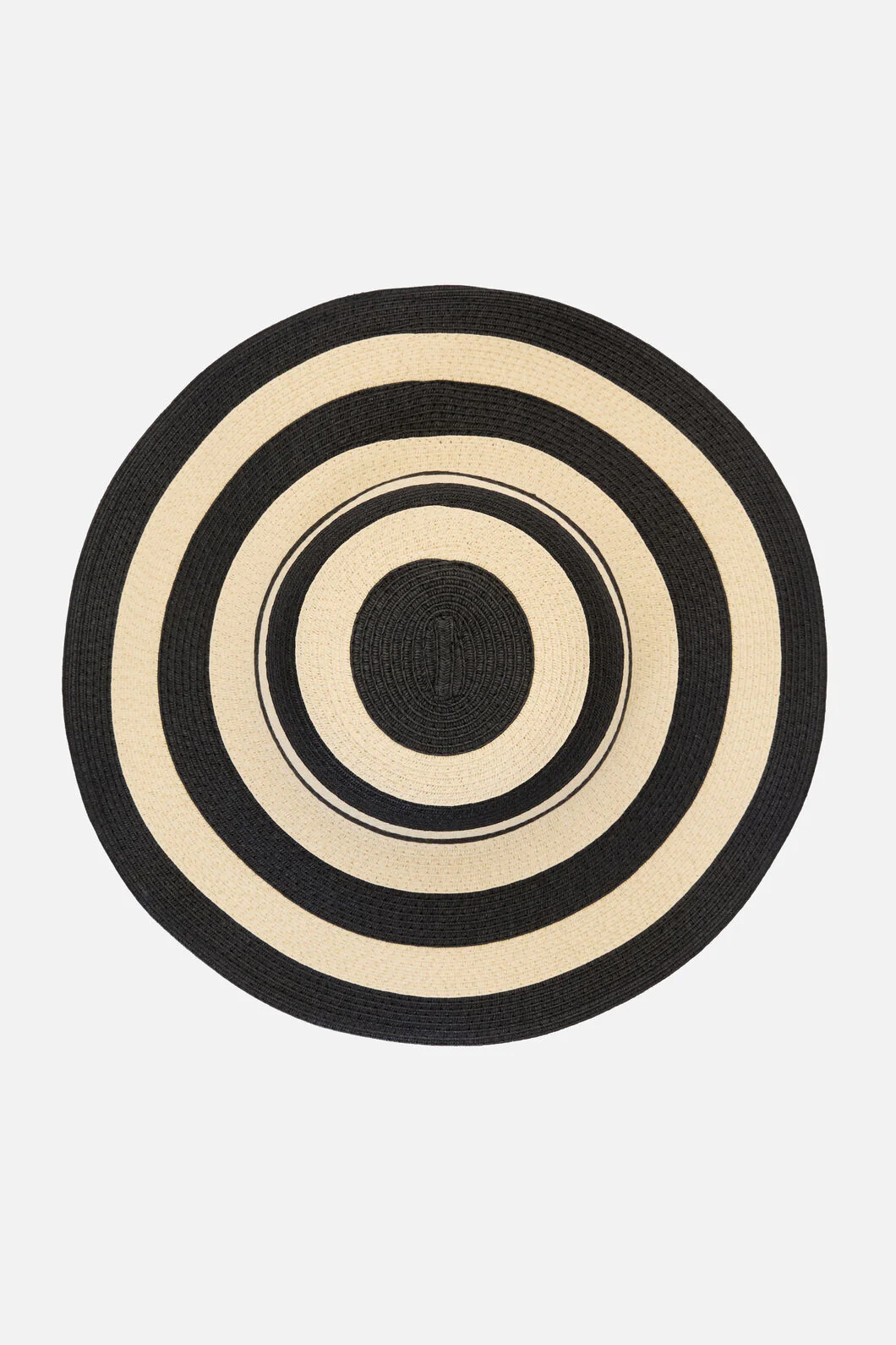 Black & Cream Straw Sun Hat - Image 3