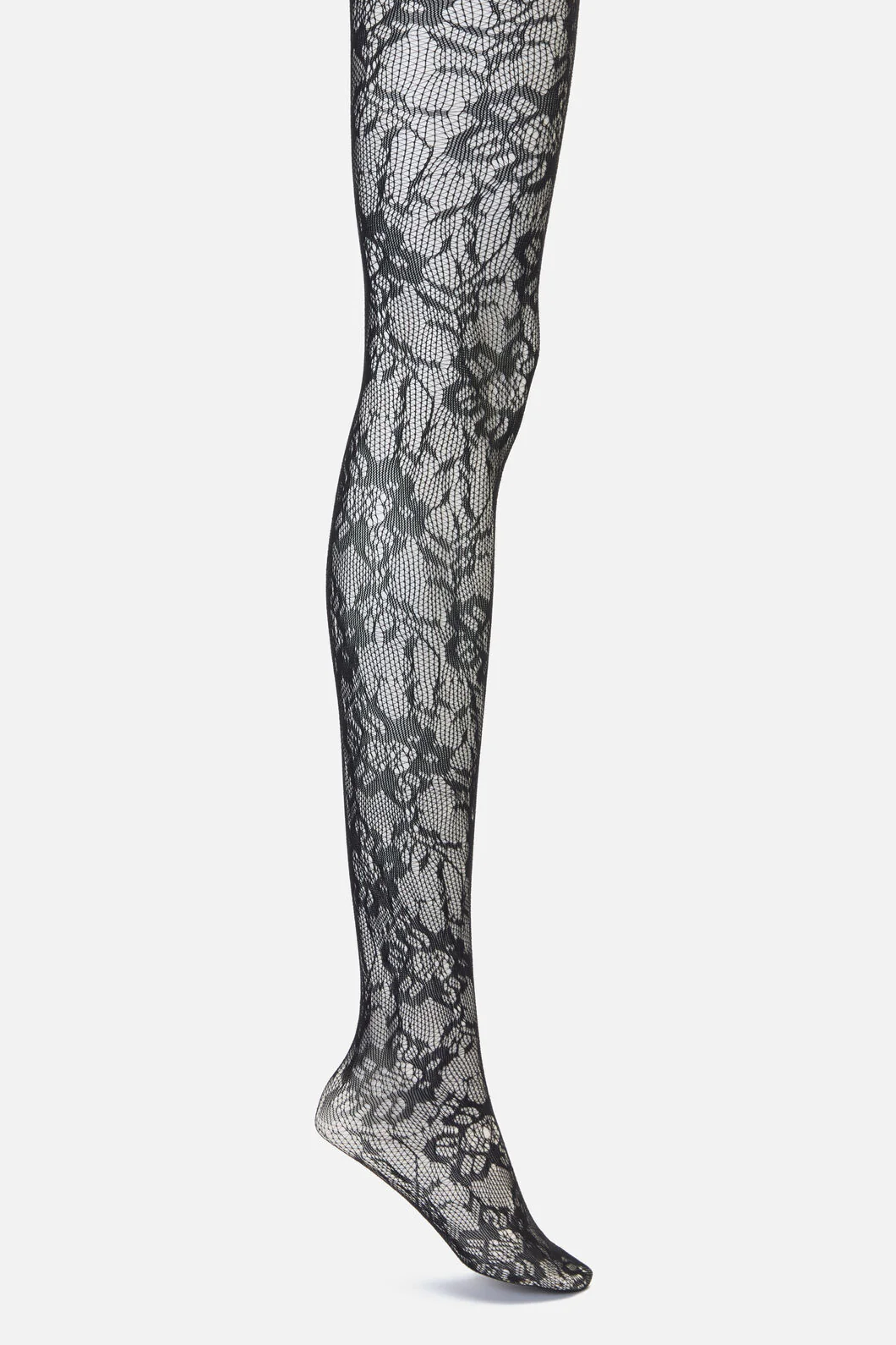 Black Floral Mesh Tights - Image 2