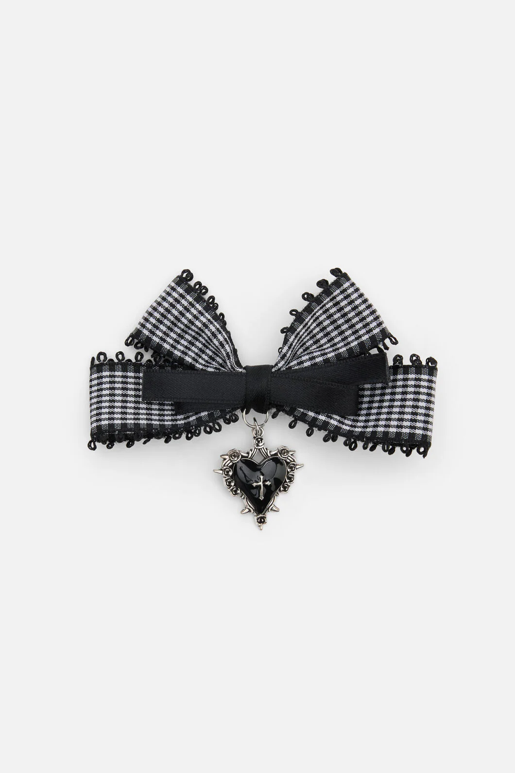 Black Goth Check Bow Clip - Image 3