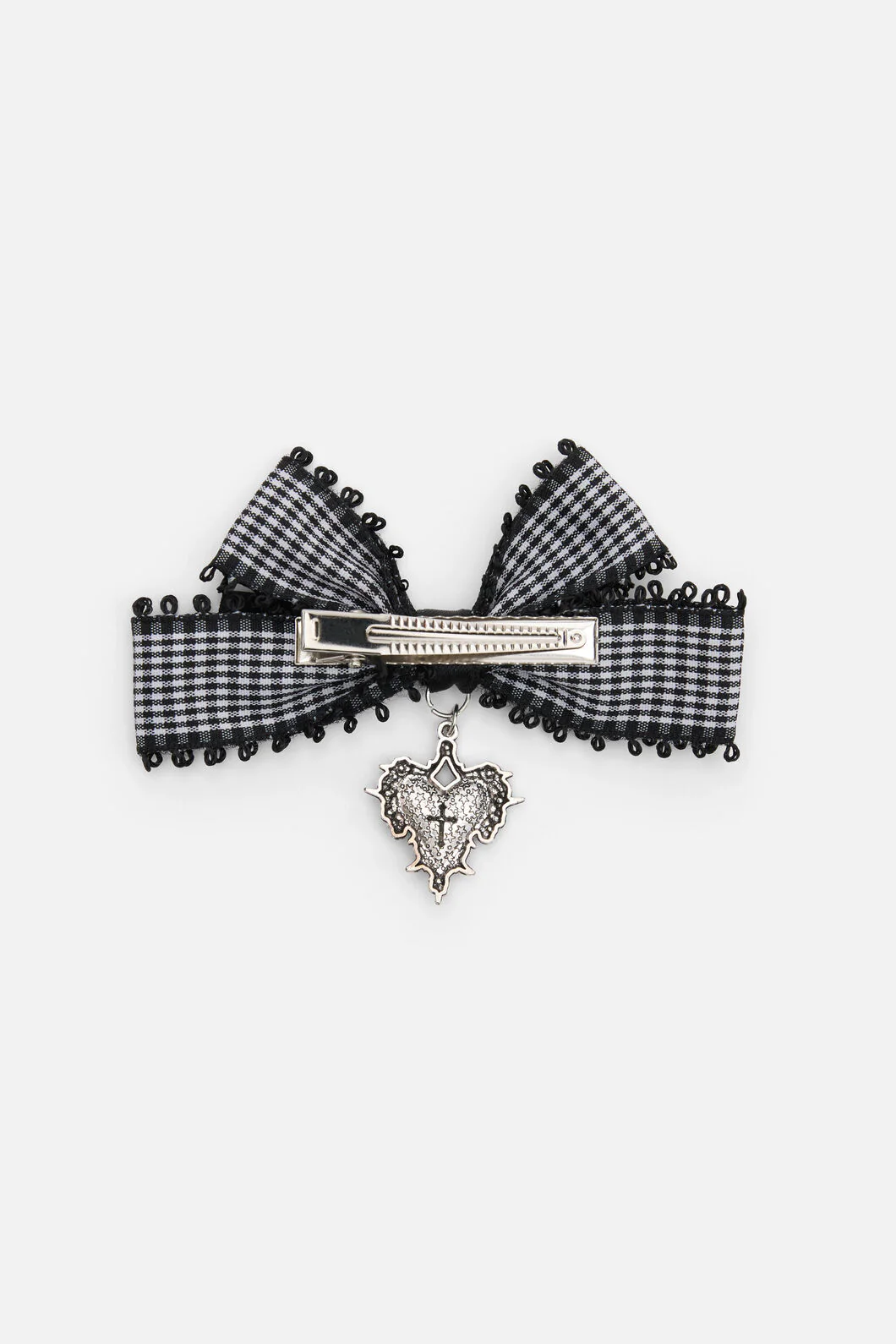 Black Goth Check Bow Clip - Image 4