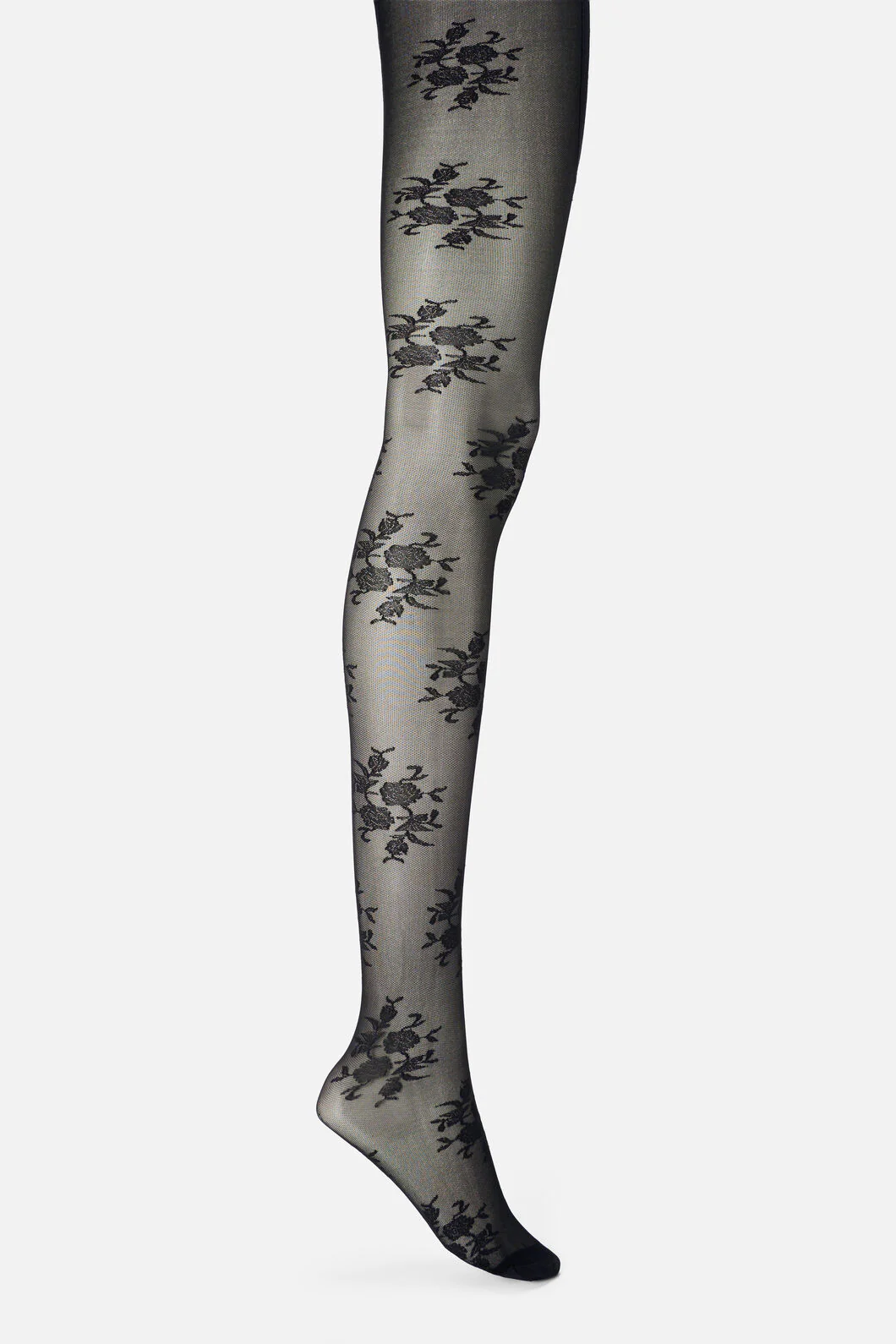 Black Roses Sheer Tights - Image 2