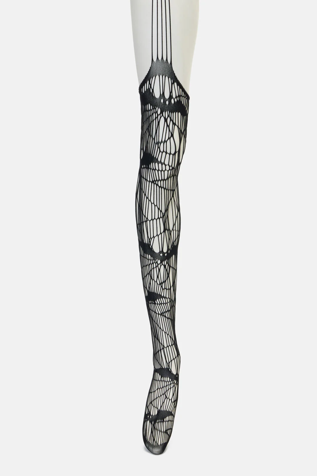 Black Shattered Suspender Tights