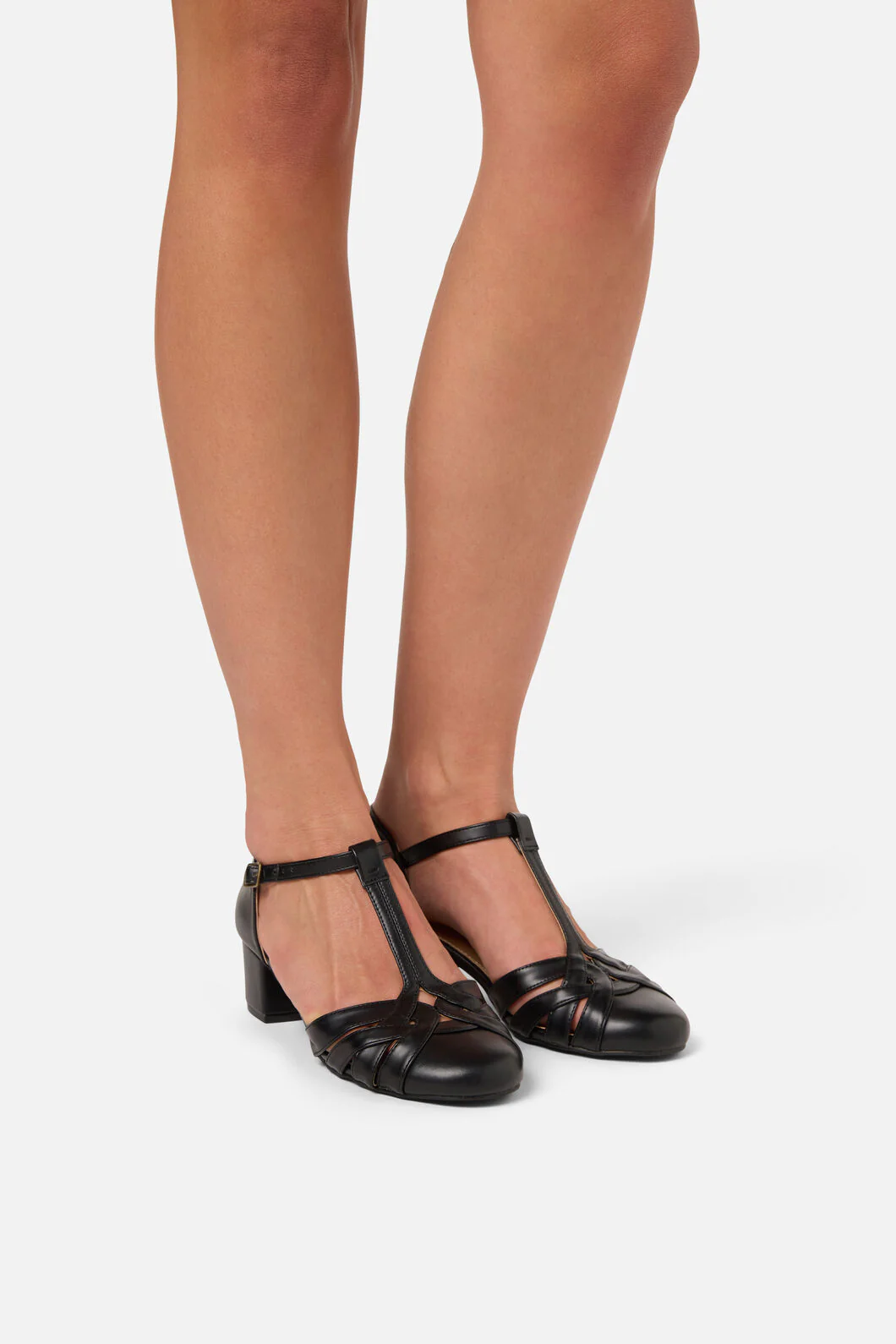 Black Vintage Strap Heel