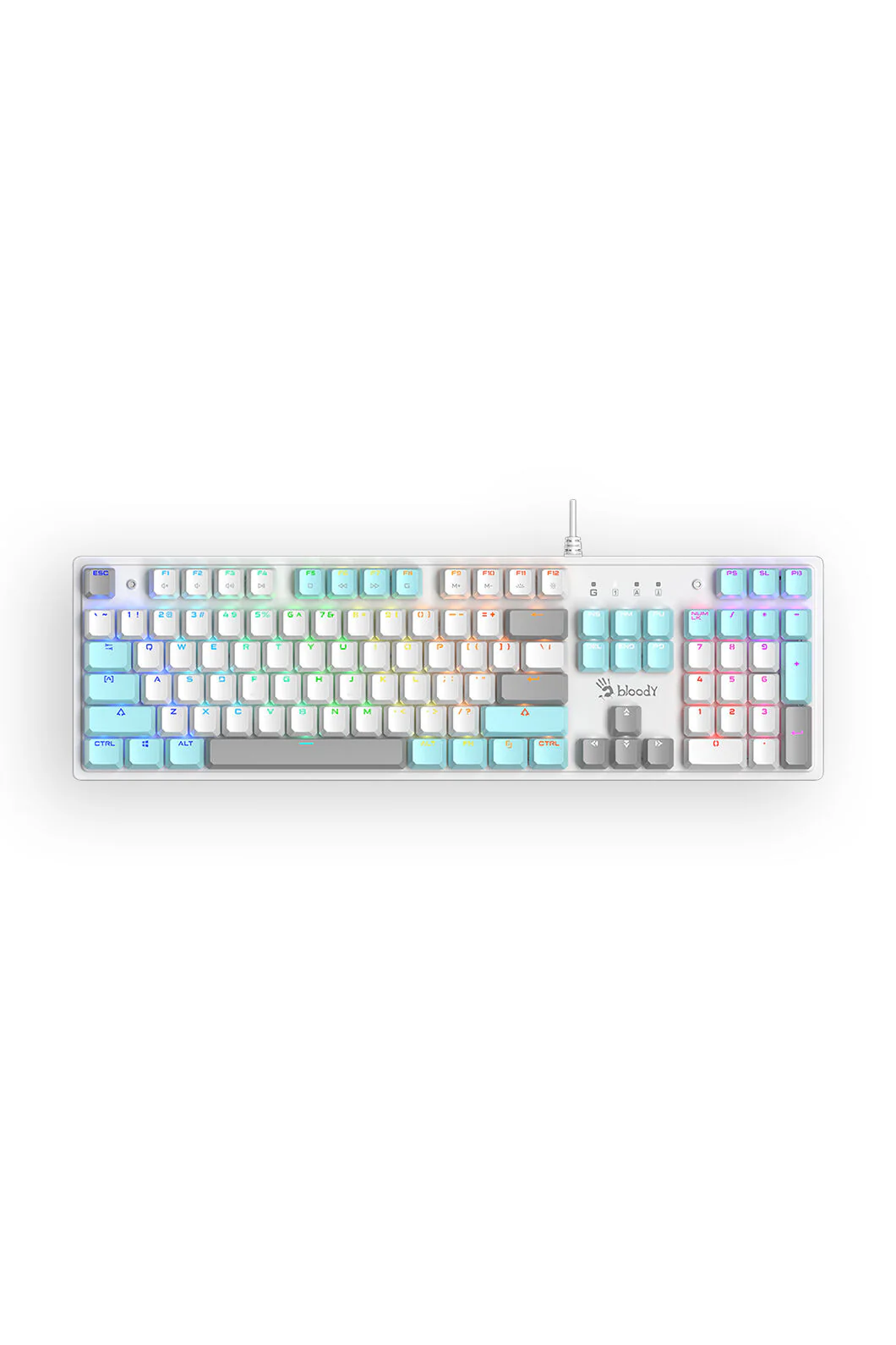Bloody S520N BLMS Icy White Full-Size High-Speed RGB Gaming Keyboard