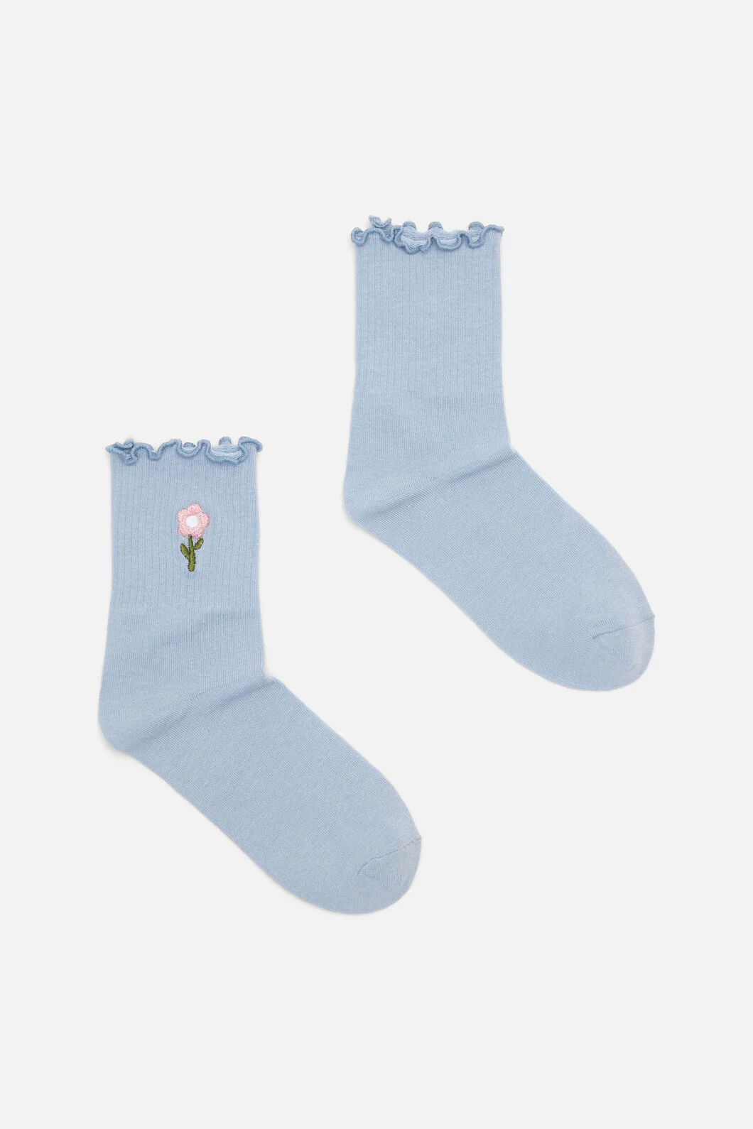 Blue Embroidered Daisy Sock