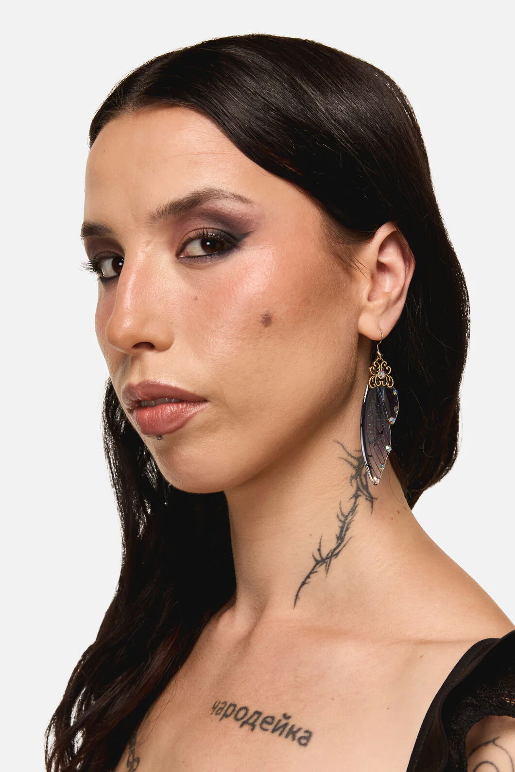 Blue Ornate Wing Earrings