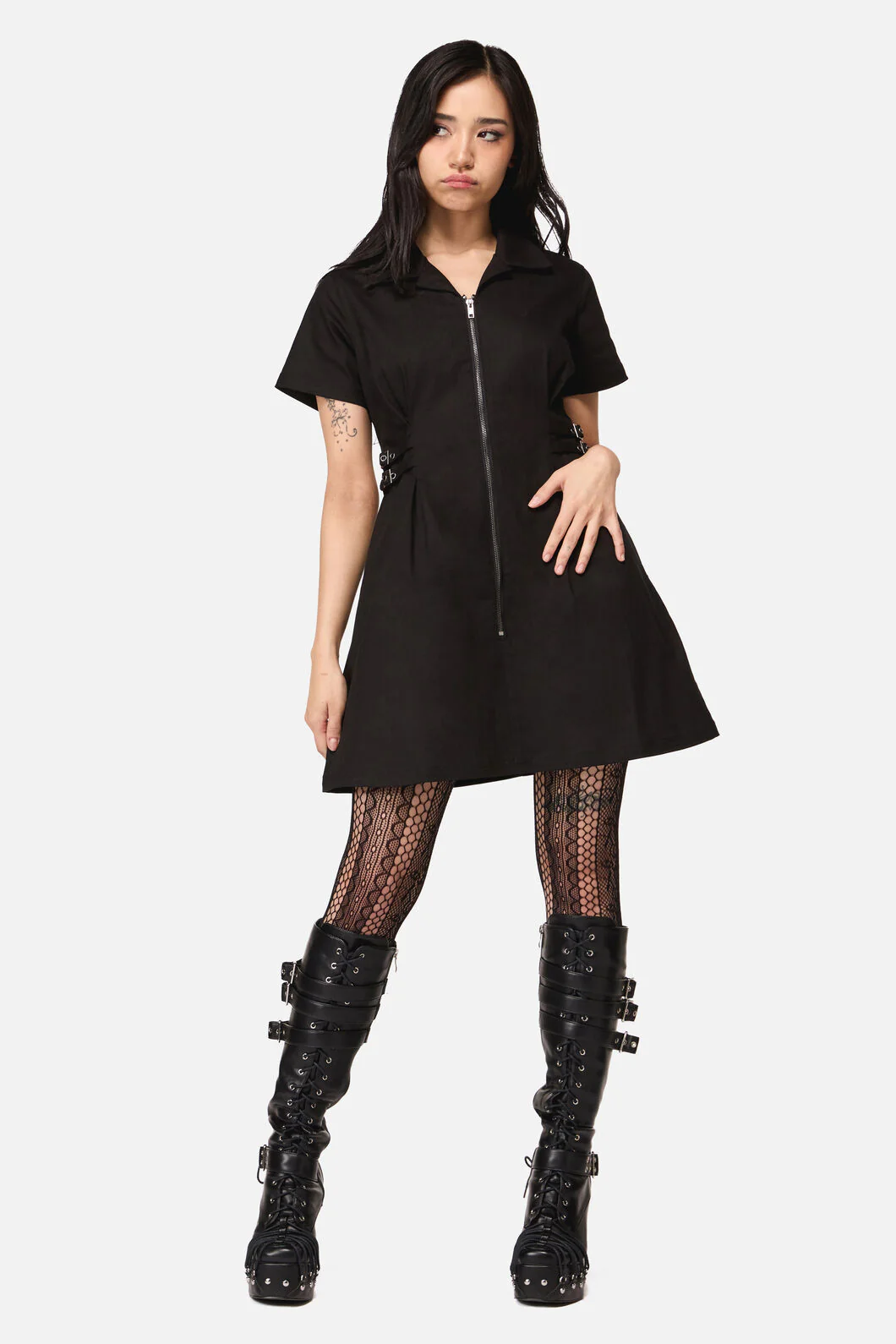 Buckled Goth Trim Dress