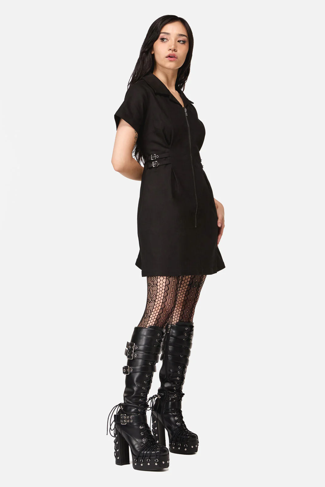 Buckled Goth Trim Dress - Image 3