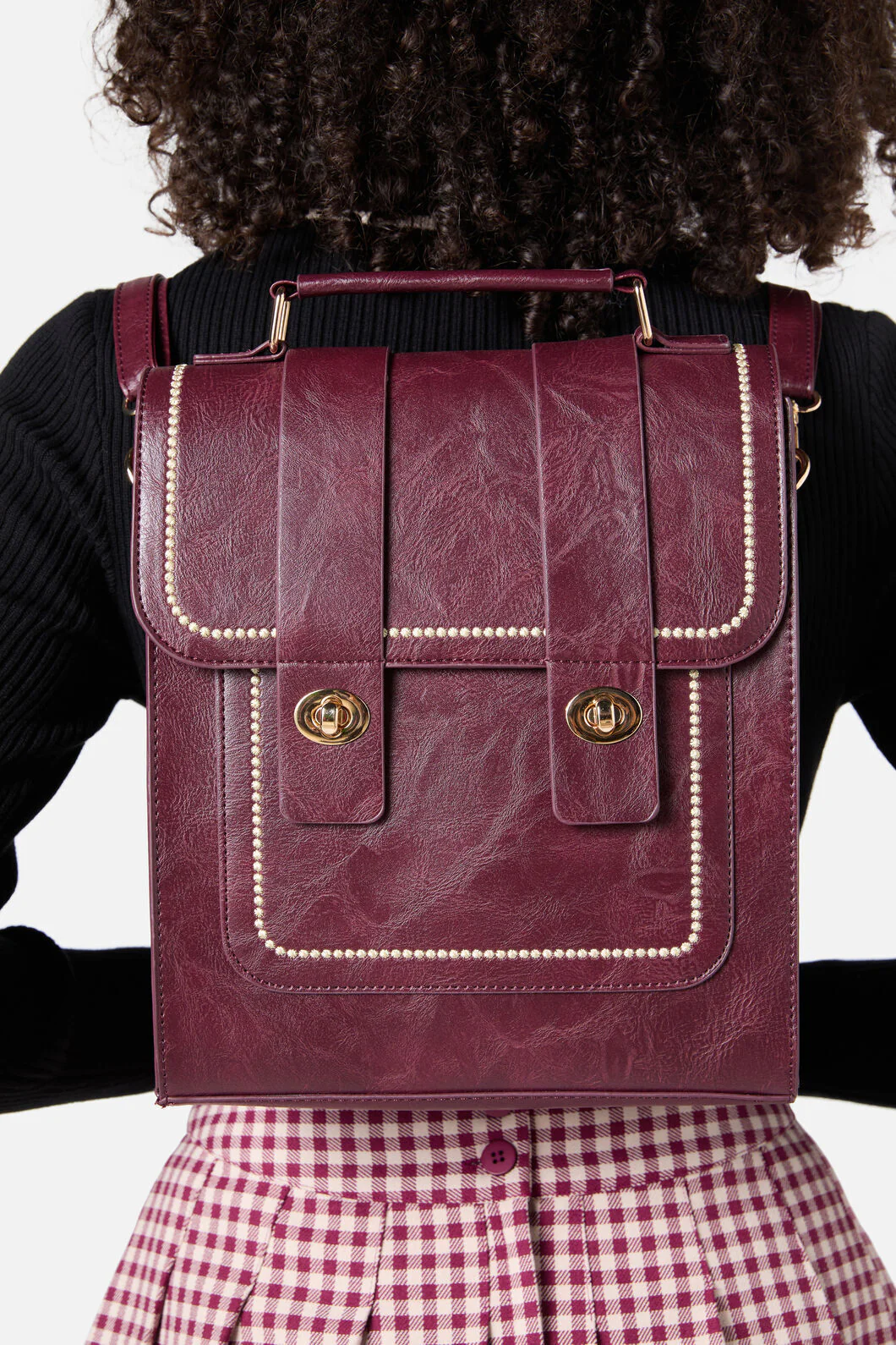 Burgundy Two Way Satchel - Image 3