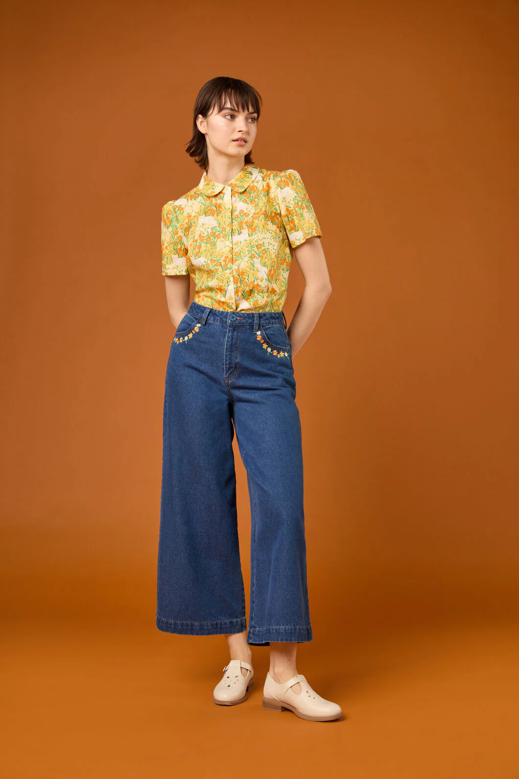 Cat Embroidered Denim Jean - Image 2