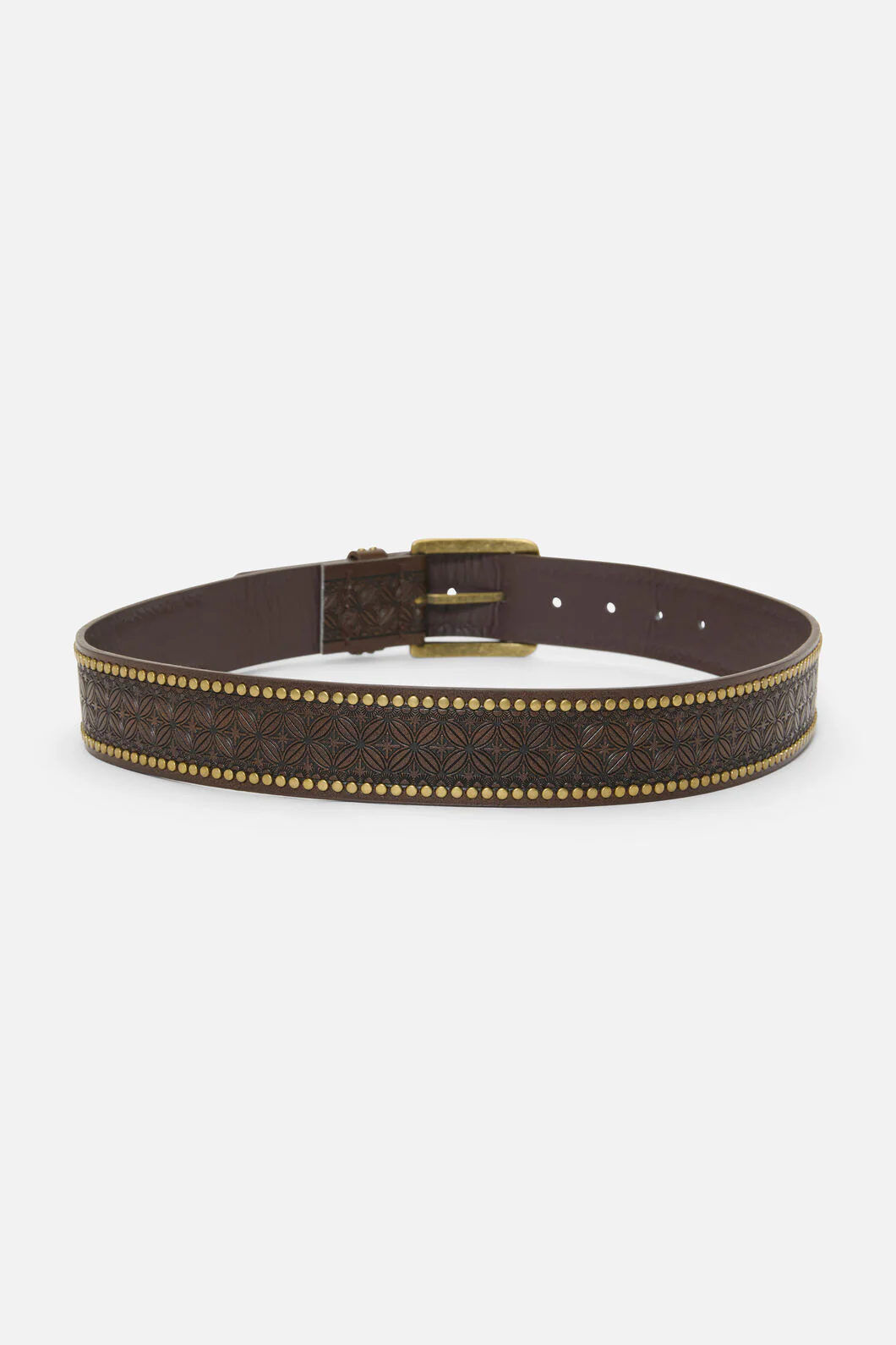 Chocolate Embossed Stud Belt - Image 2
