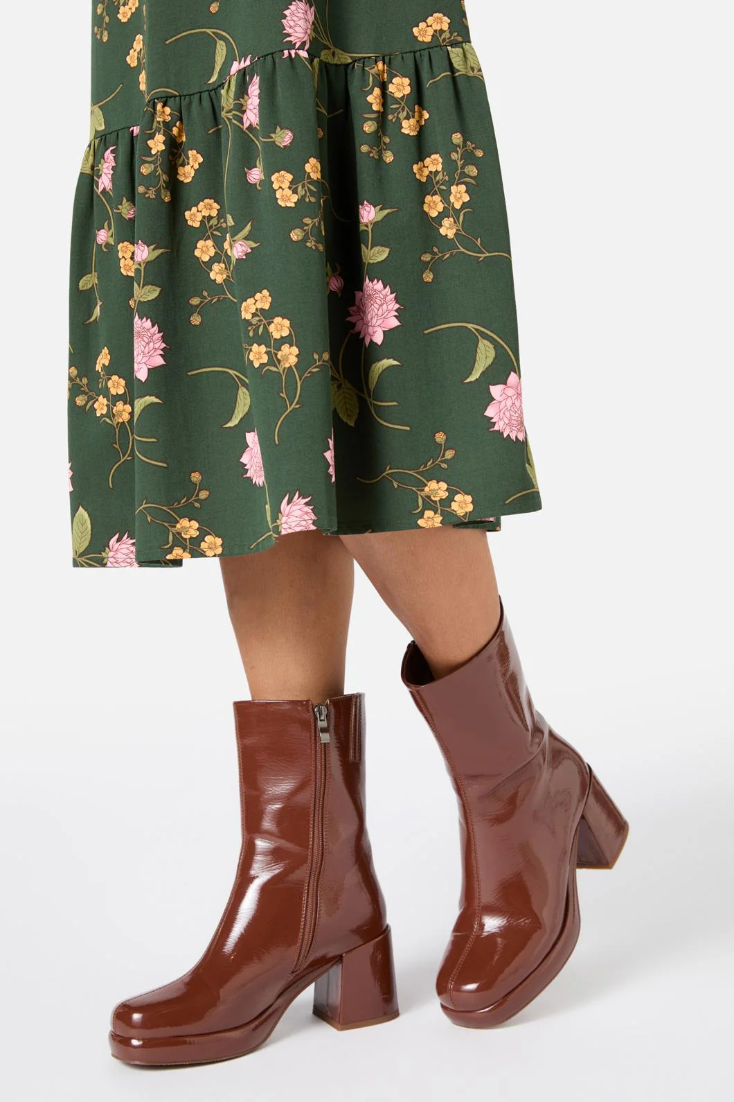 Chocolate Patent Short Boot - Image 2
