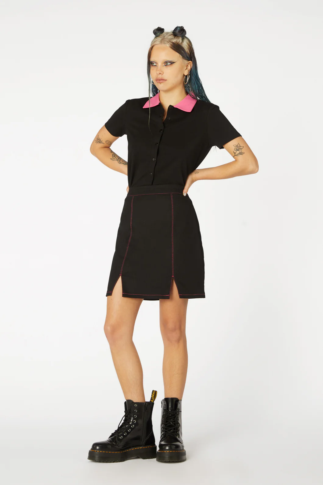 Contrast Stitch Goth Skirt - Image 2