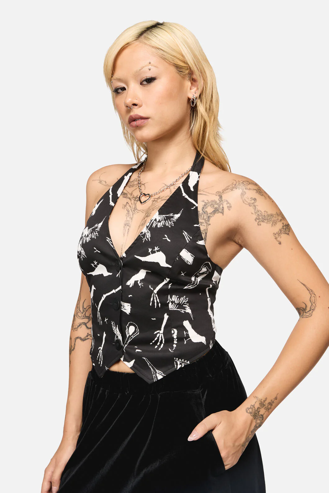 Corbeau Print Halter Neck Top - Image 2