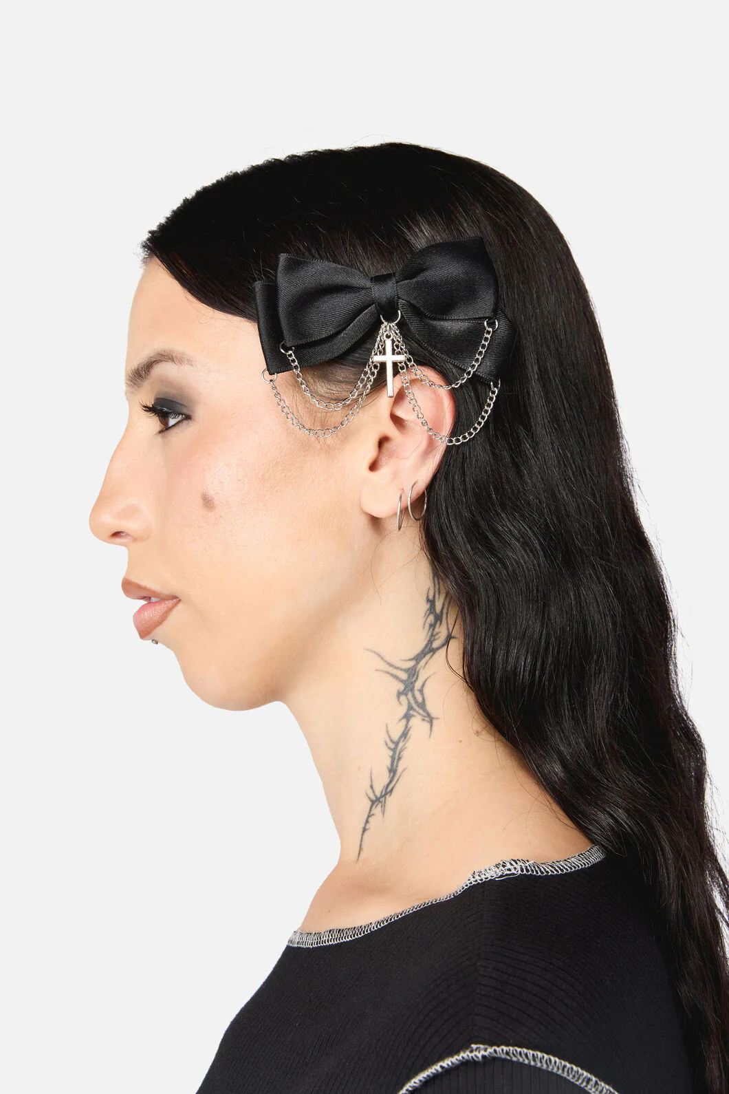 Cross & Chain Bow Hair Clip
