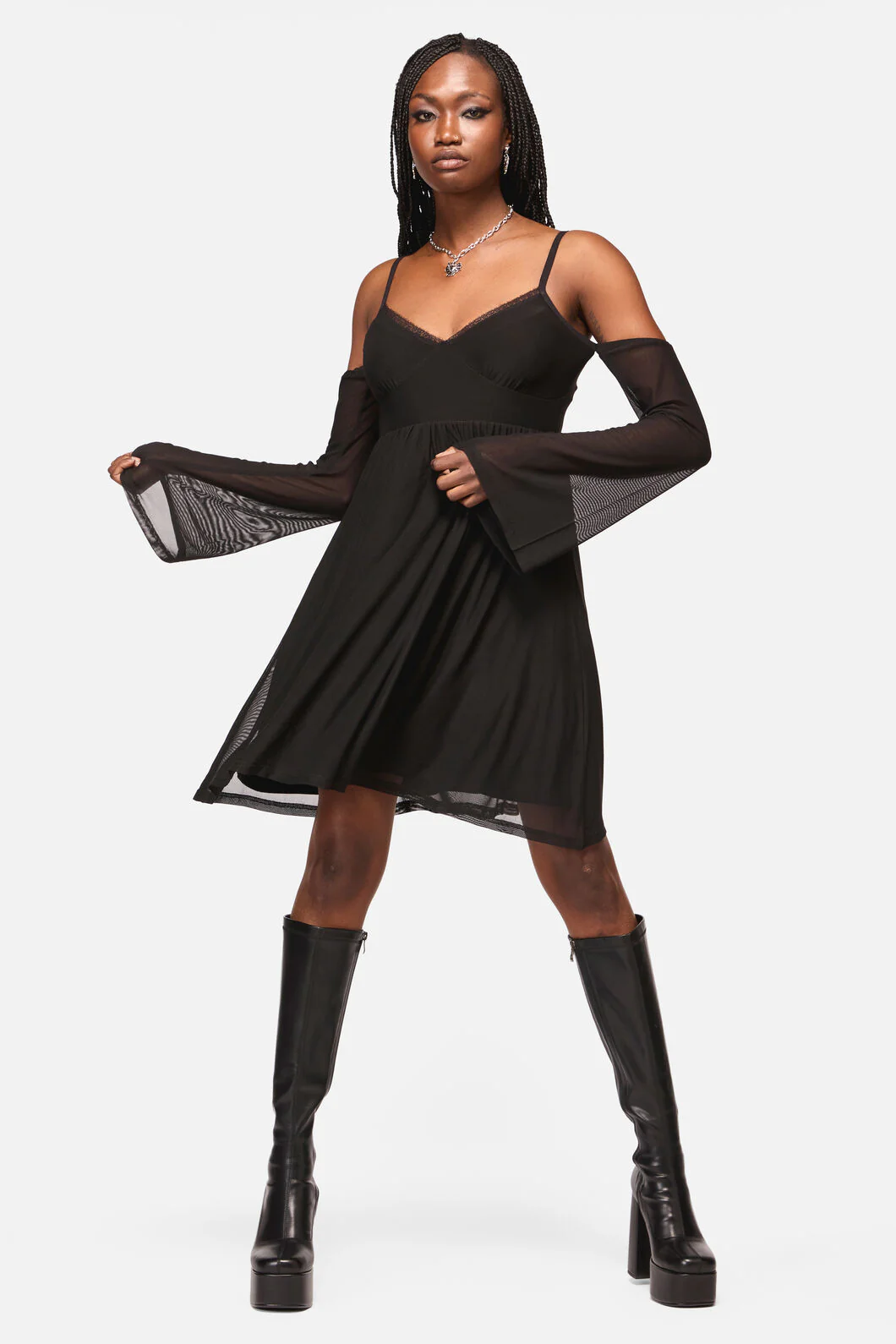 Cross Wise Mesh Dress - Image 2