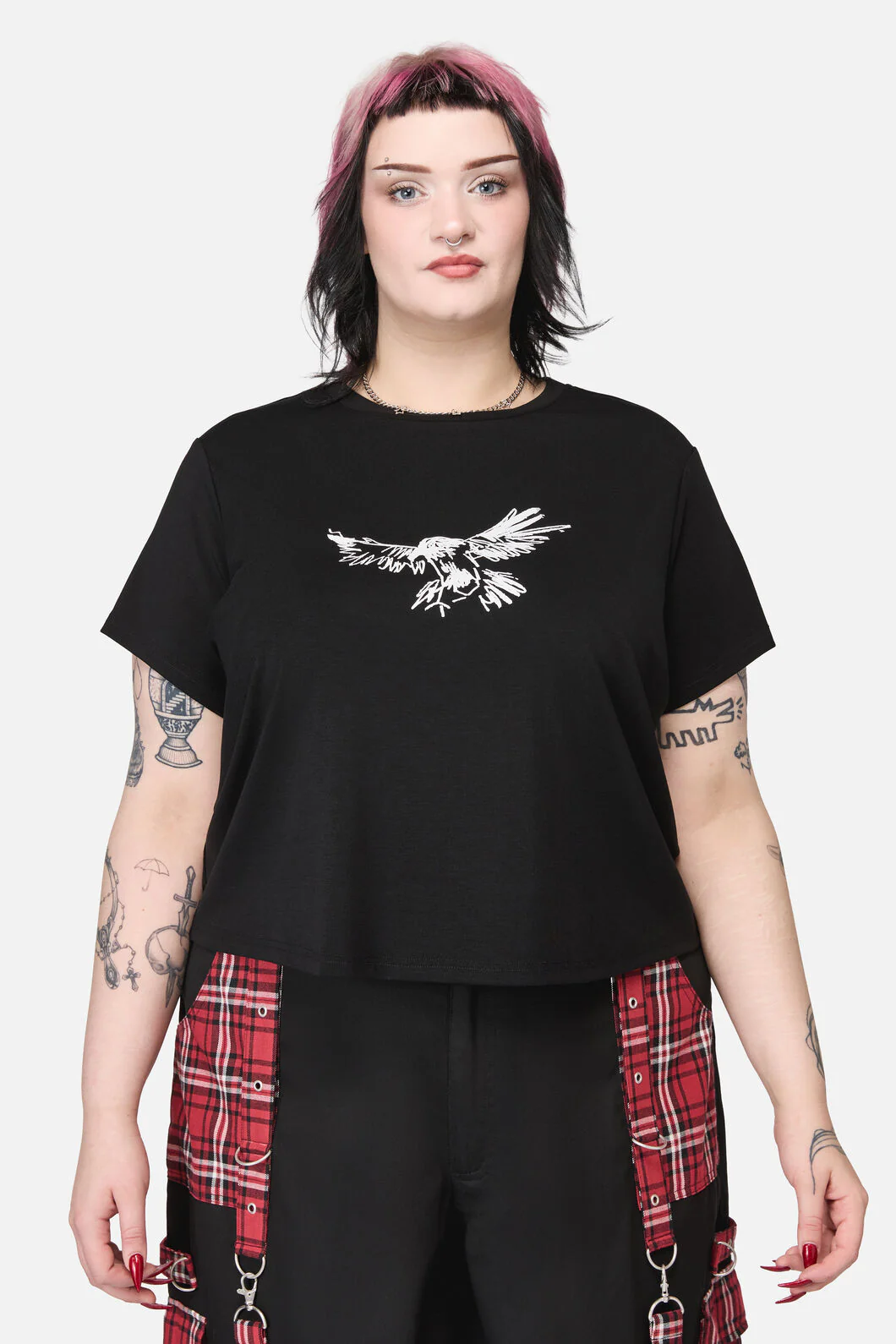 Curve Corbeau Print Fitted T-Shirt