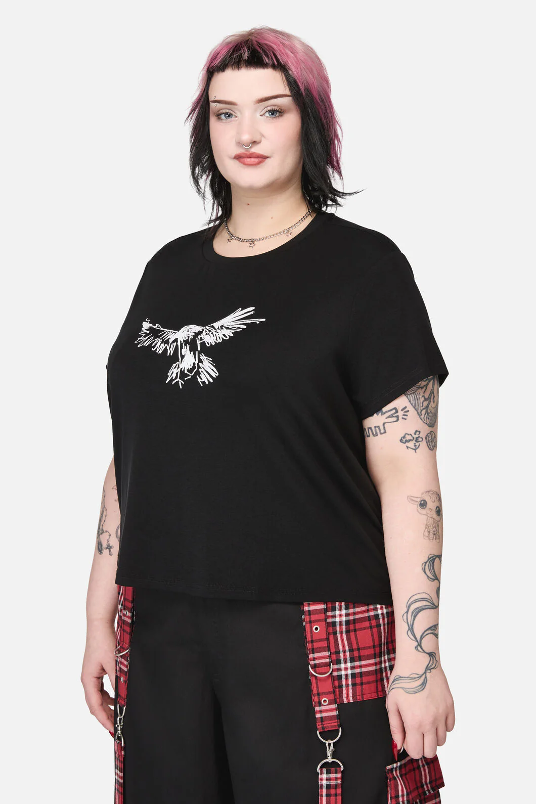 Curve Corbeau Print Fitted T-Shirt - Image 2