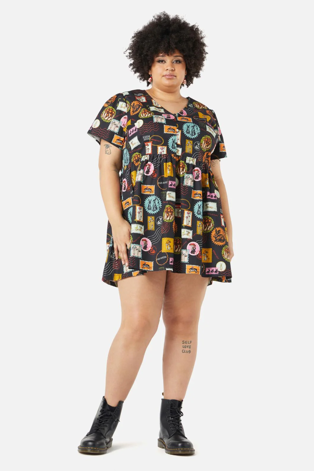 Curve Old Postal Printed Dress
