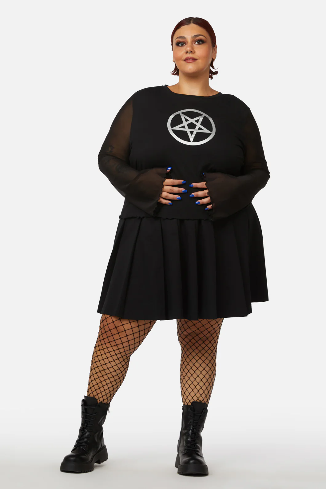 Curve Pentagram Contrast Mesh Top - Image 2