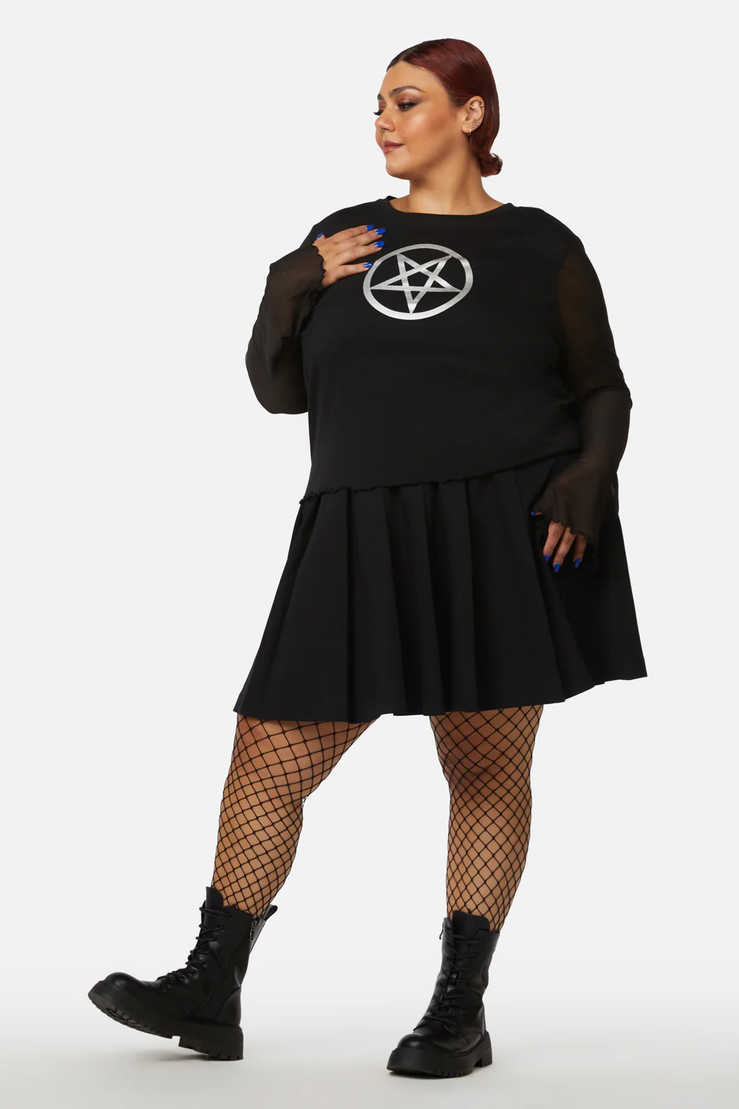 Curve Pentagram Contrast Mesh Top - Image 3