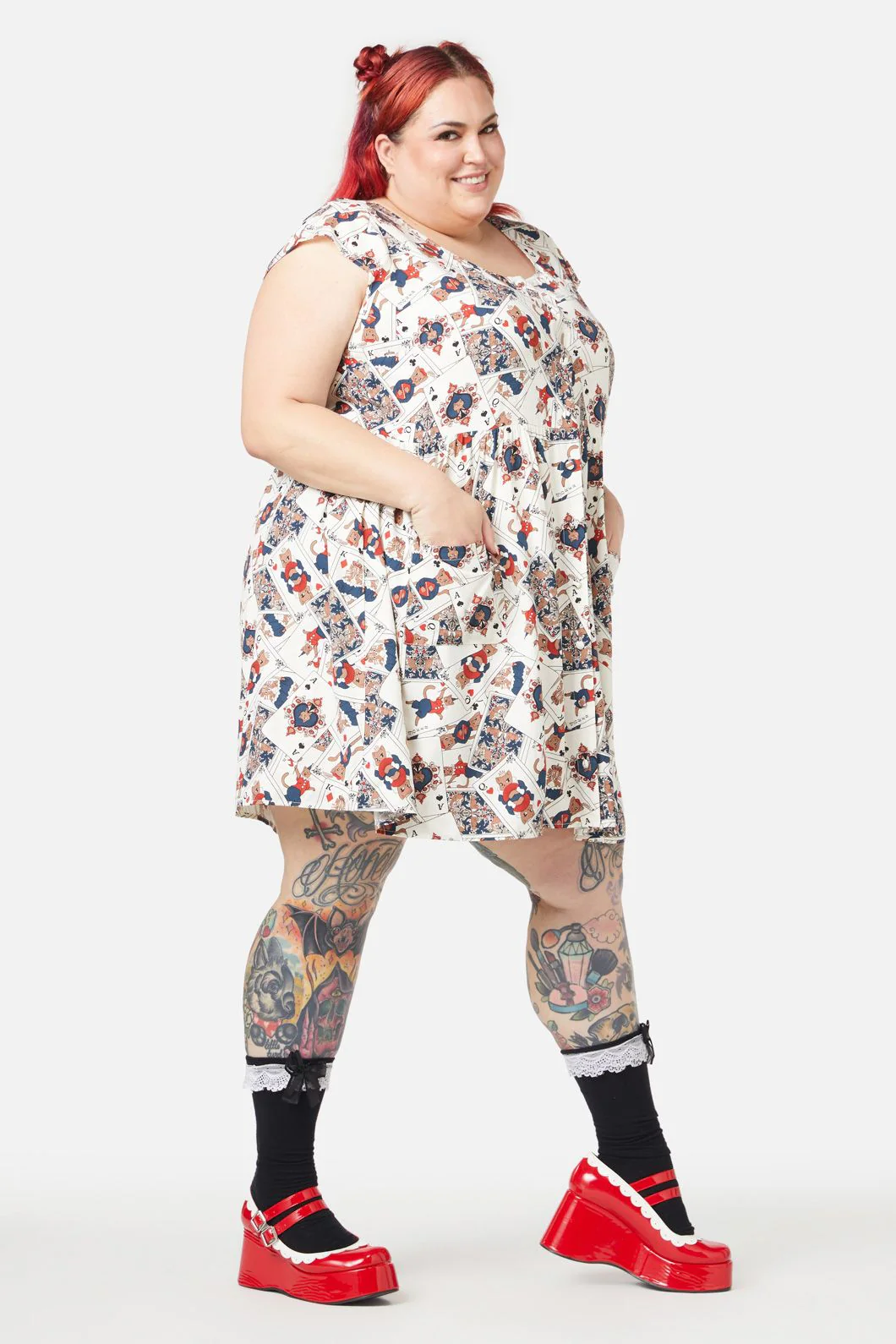 Curve Queen Of Cats Print Dress - Image 2
