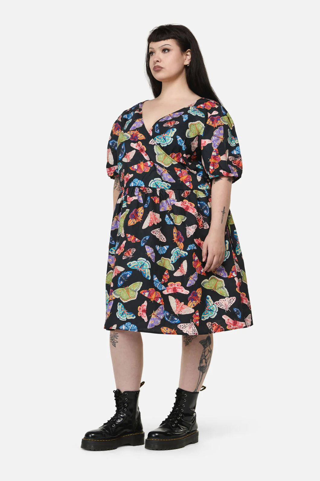 Curve Swarm Goth Wrap Dress - Image 3