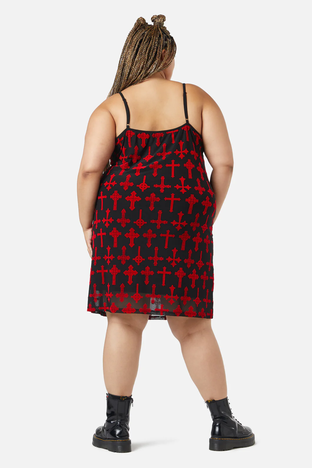 Curve Vowed Flocked Mesh Dress - Image 4