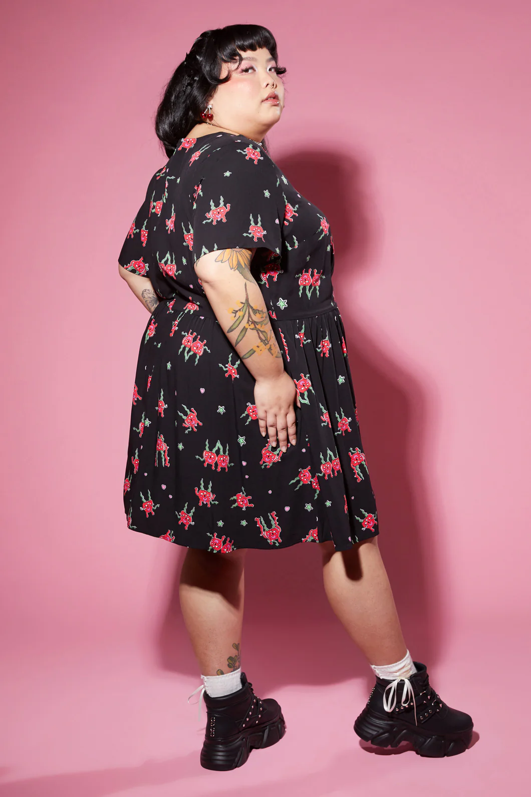 Curve Cheeky Cherries Printed Dress - Image 4