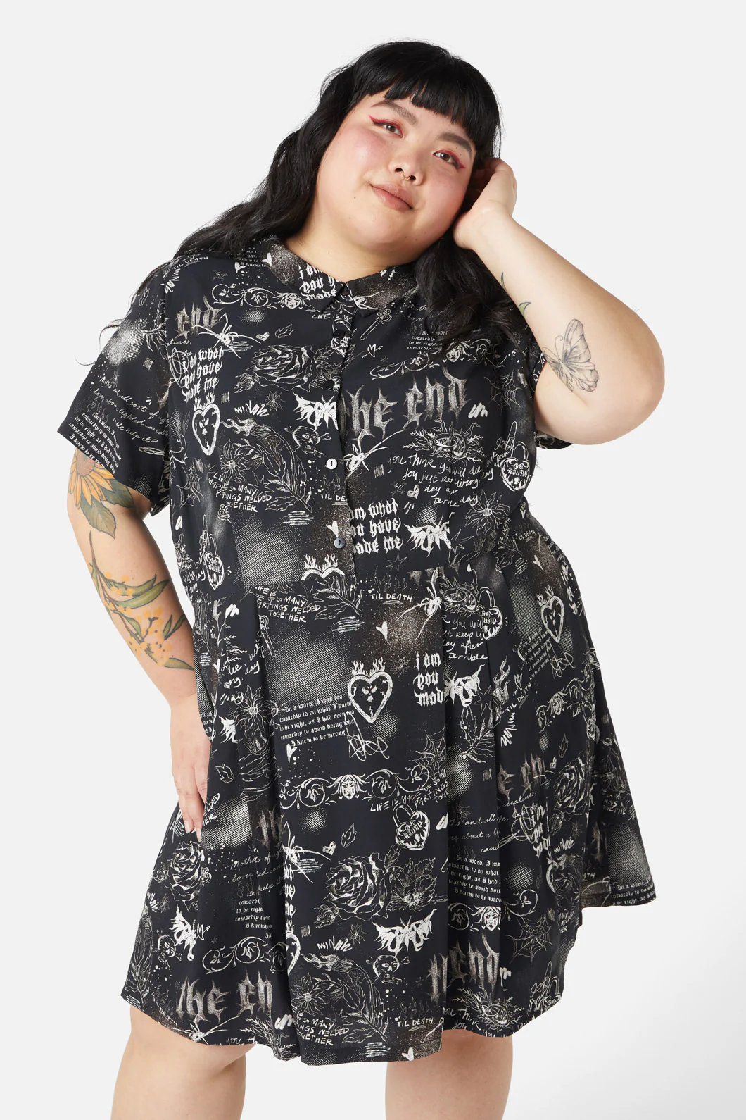 Curve Lover's Departure Print Dress
