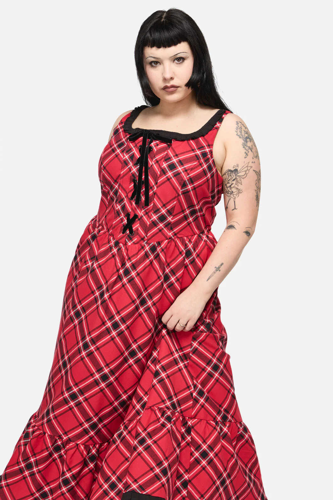 Curve Piracy Punk Tartan Midi Dress - Image 4