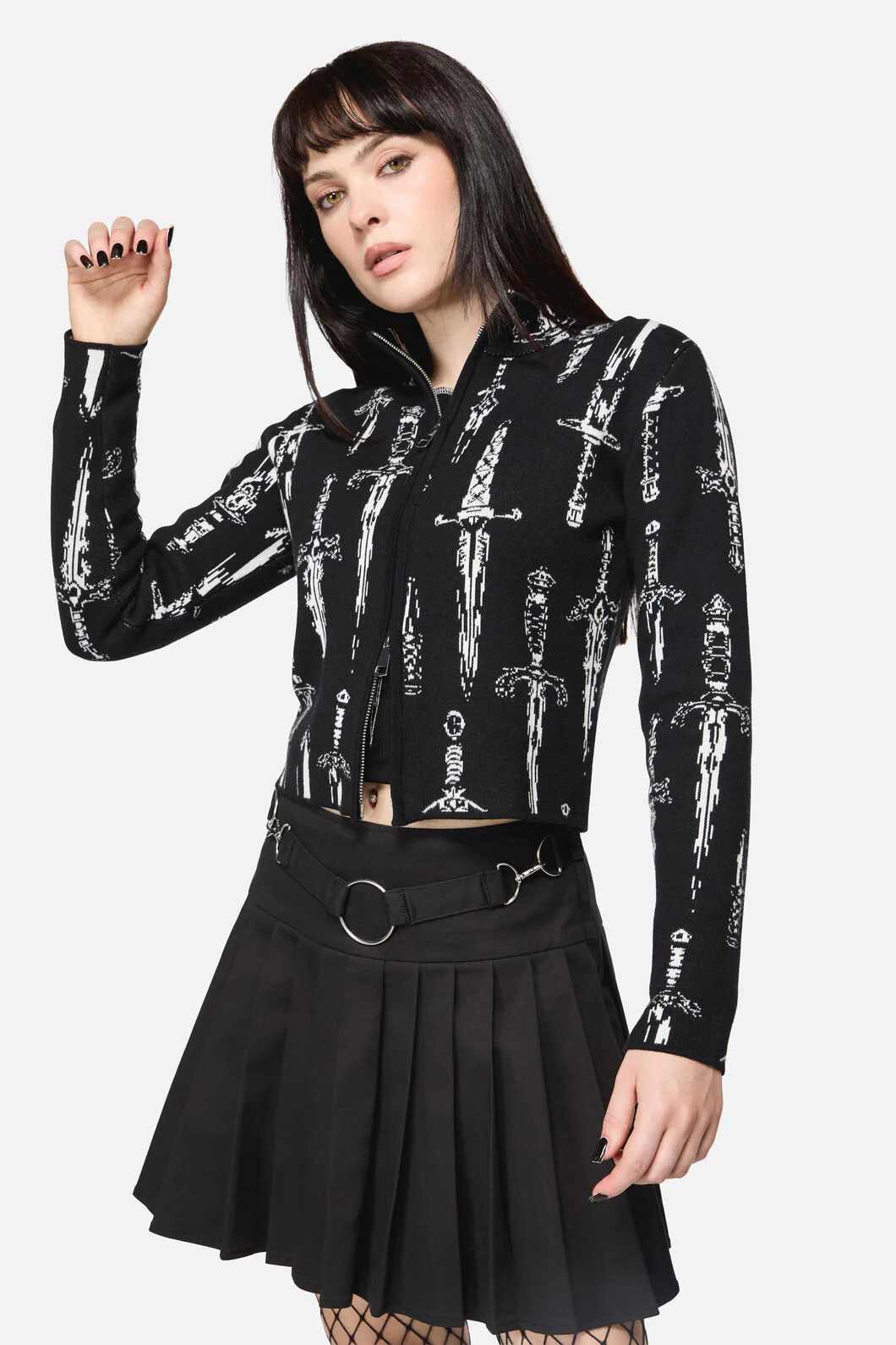 Dagger Goth Zip Cardigan