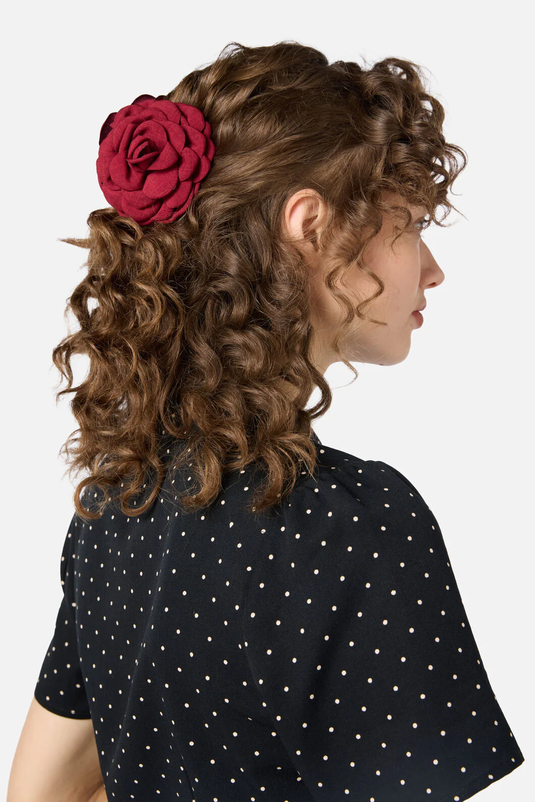 Dark Red Rose Claw Clip