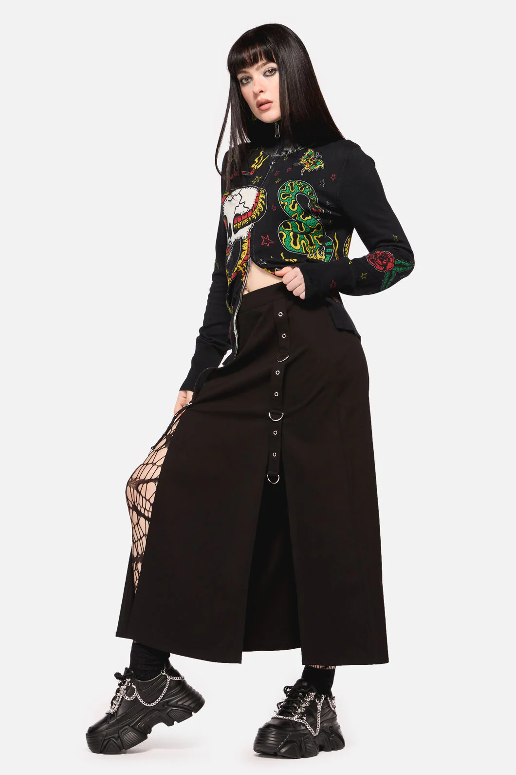 Defiant Punk Trim Midi Skirt - Image 3