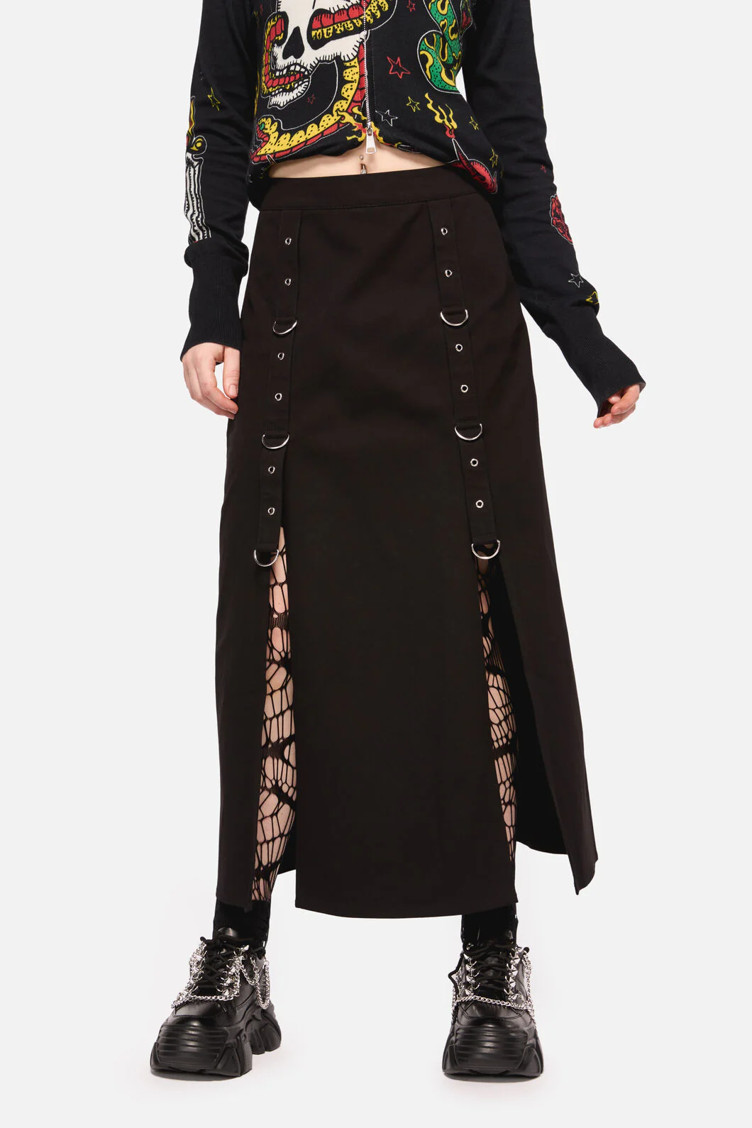 Defiant Punk Trim Midi Skirt - Image 5