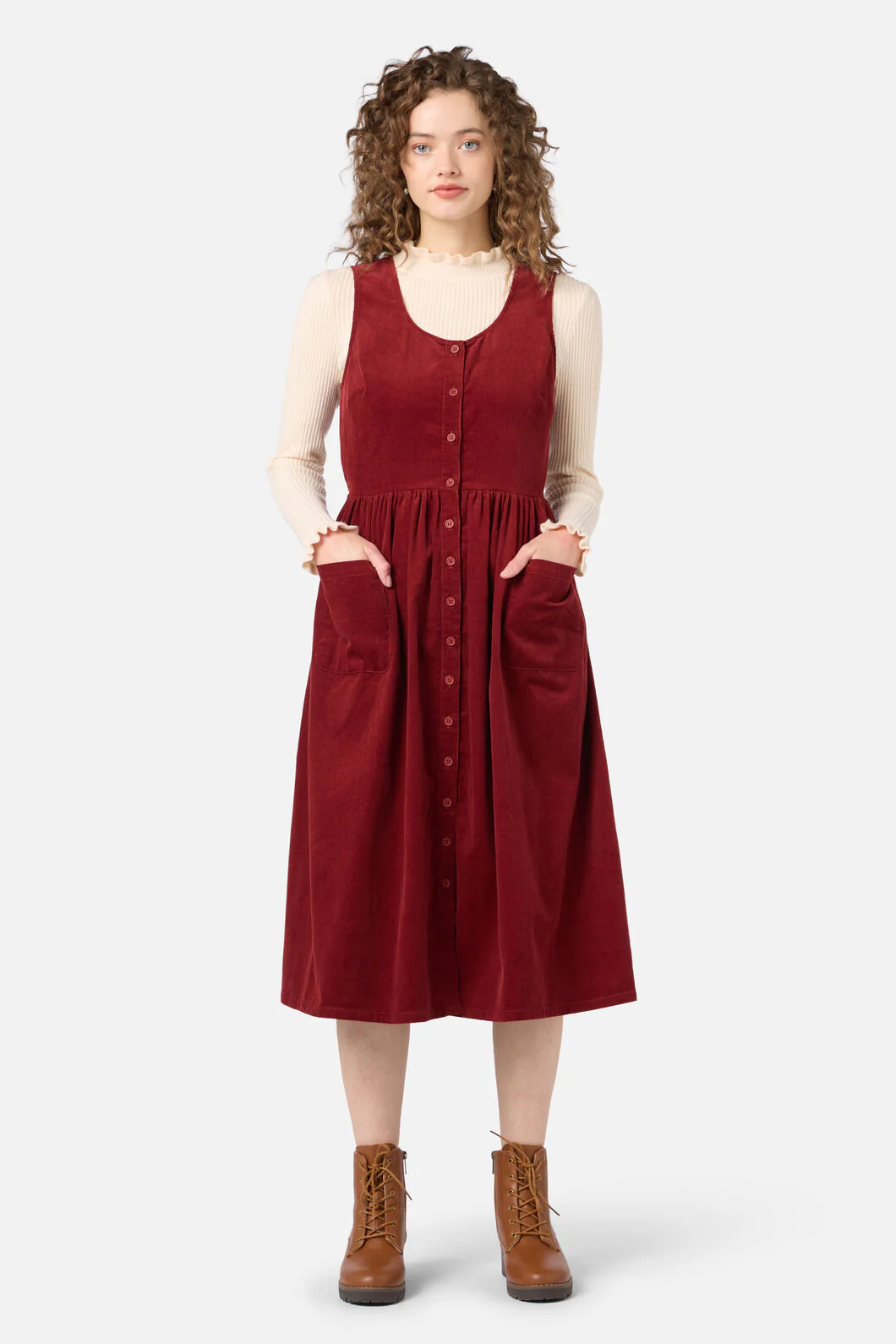 Demi Cord Pinafore Dress - Image 2
