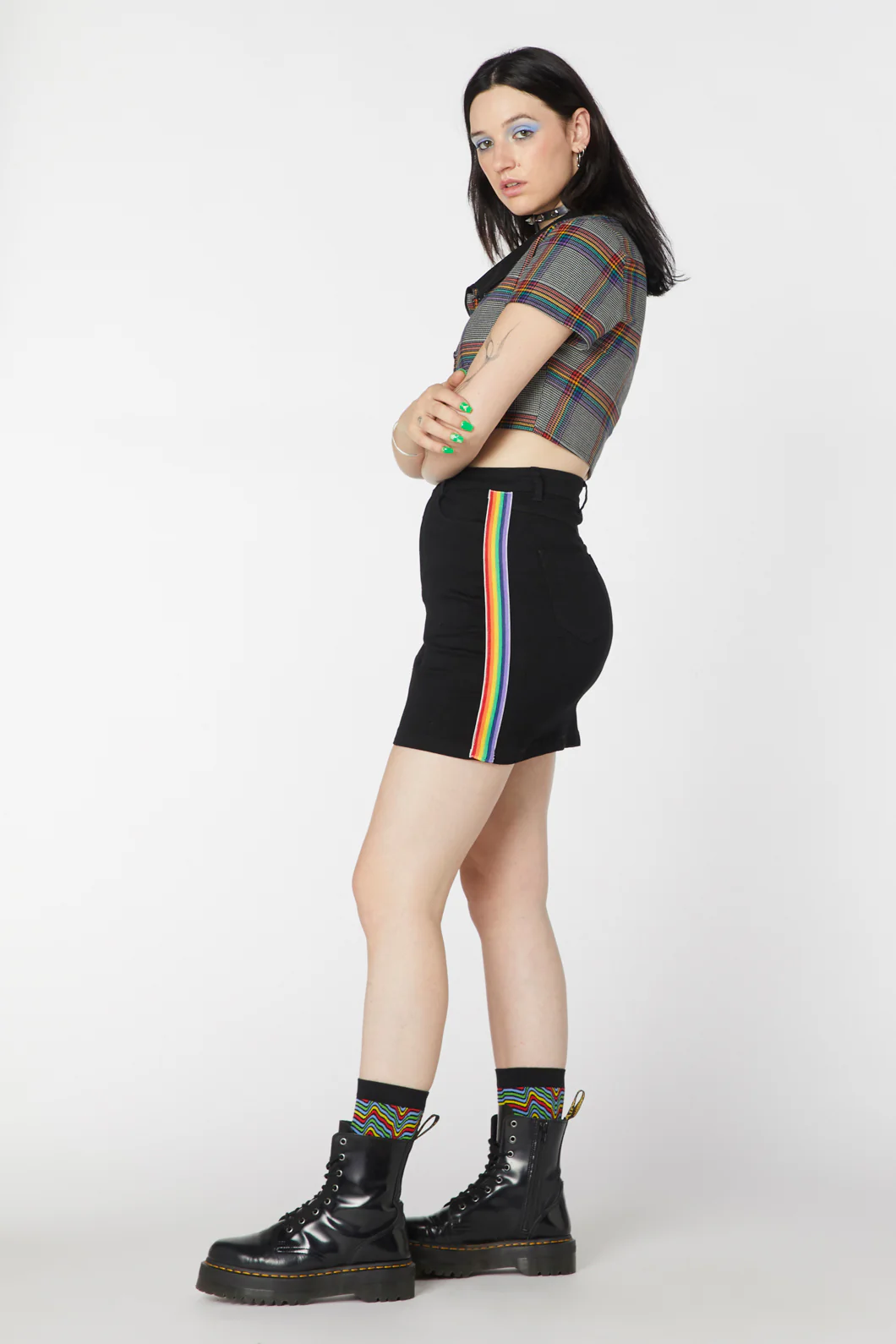 Denim Rainbow Mini Skirt - Image 3