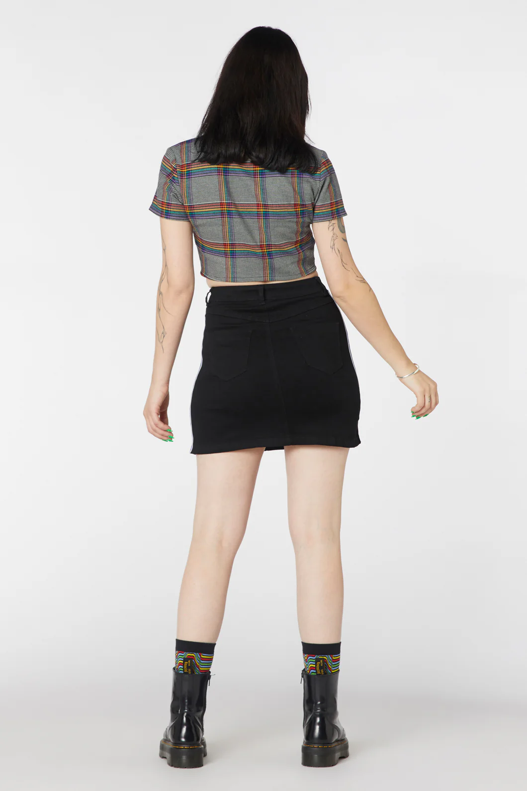 Denim Rainbow Mini Skirt - Image 4