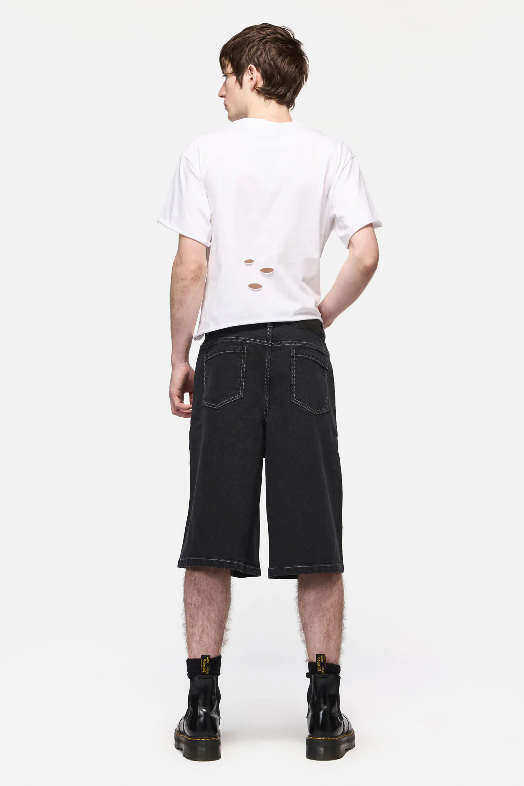 Denim Distressed Unisex Wide Leg Jorts - Image 4