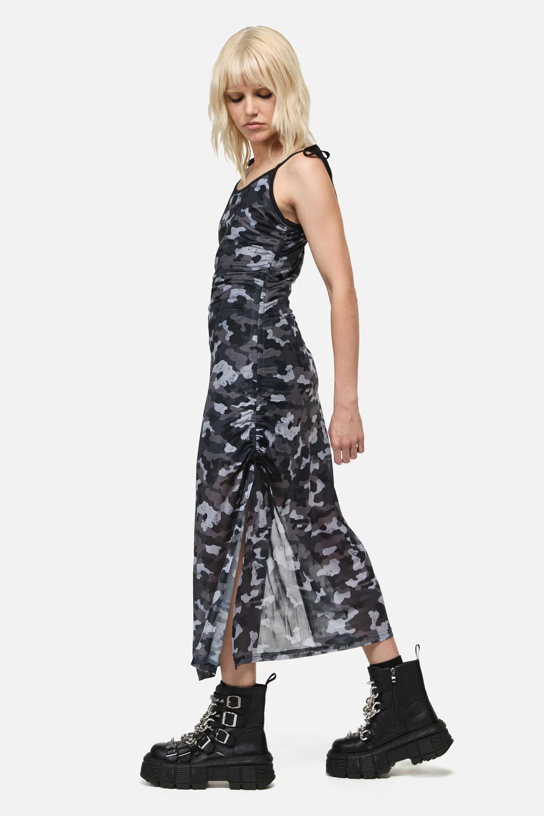 Disruptive Camo Mesh Ruch Mid Dress - Image 2