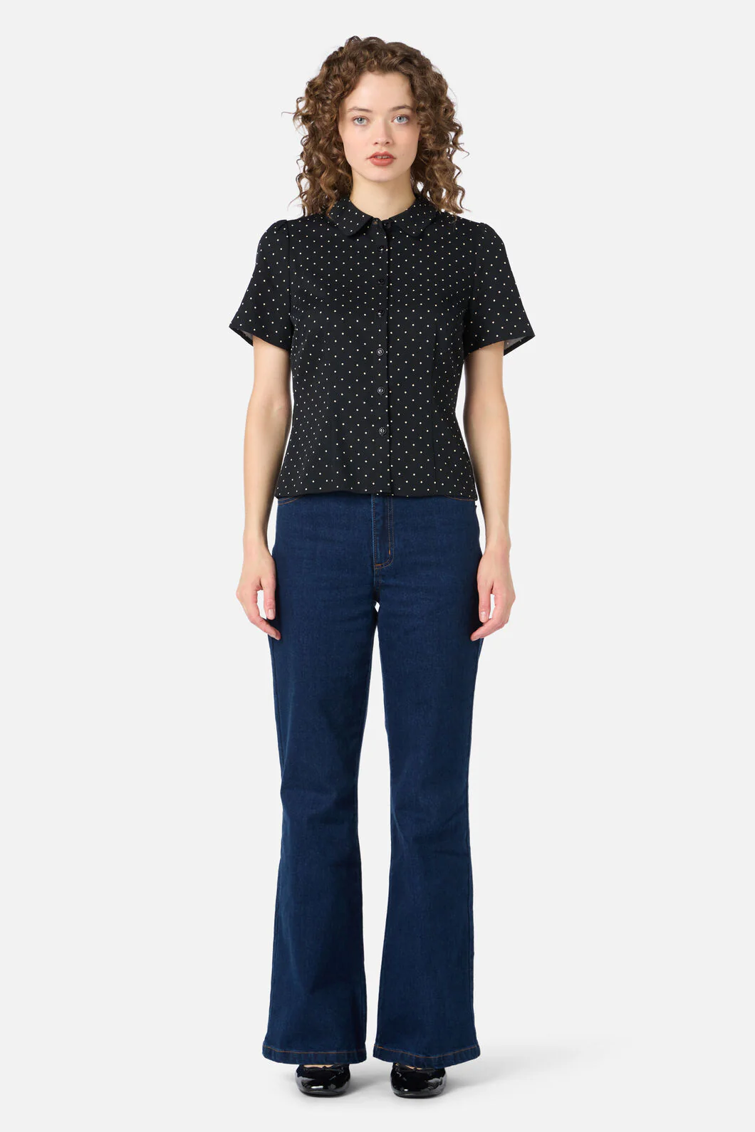 Dolly Spot Short Sleeve Blouse